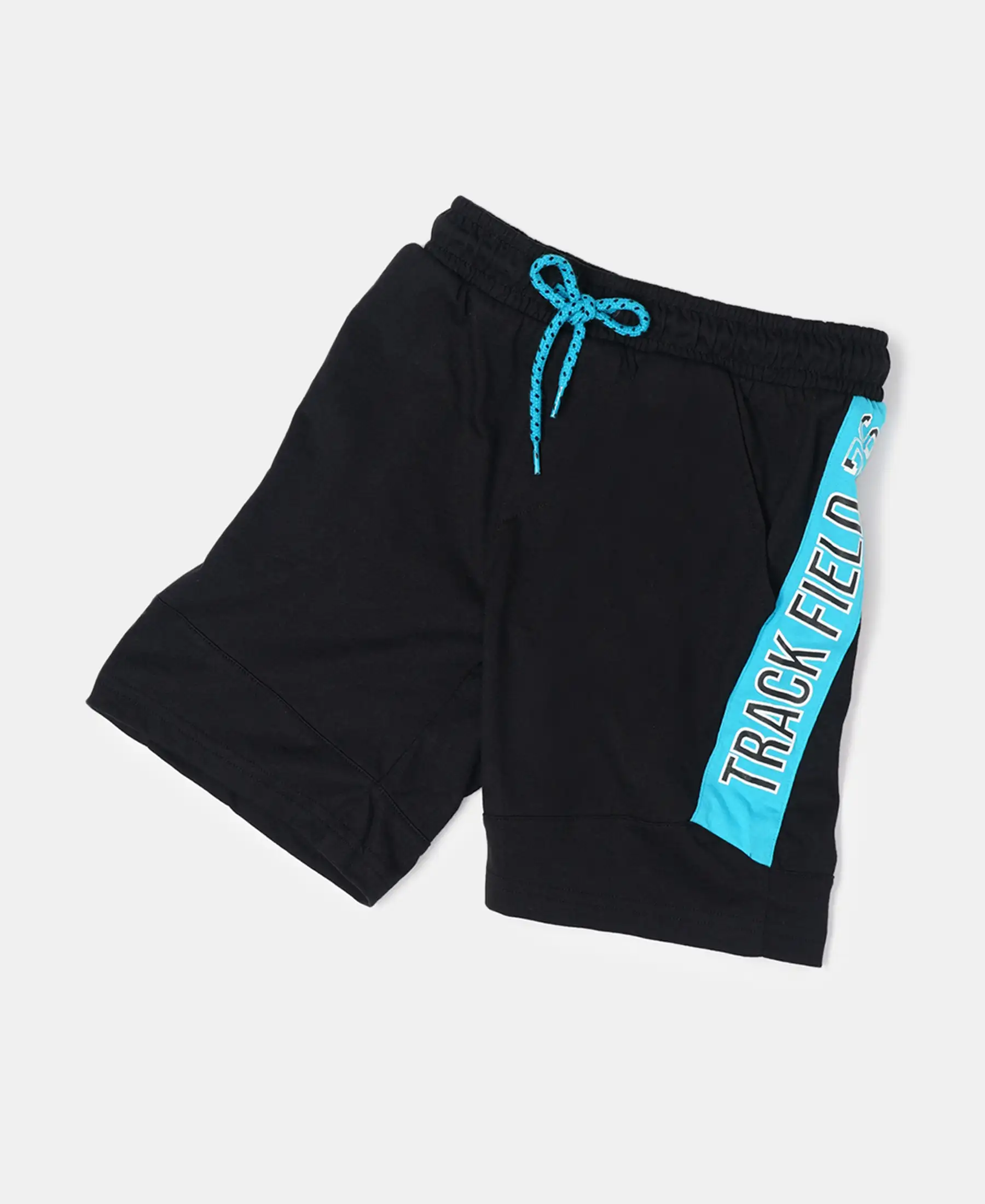 Boy's Super Combed Cotton Rich Graphic Printed Shorts with Contrast Side Panel - Black - Image 5