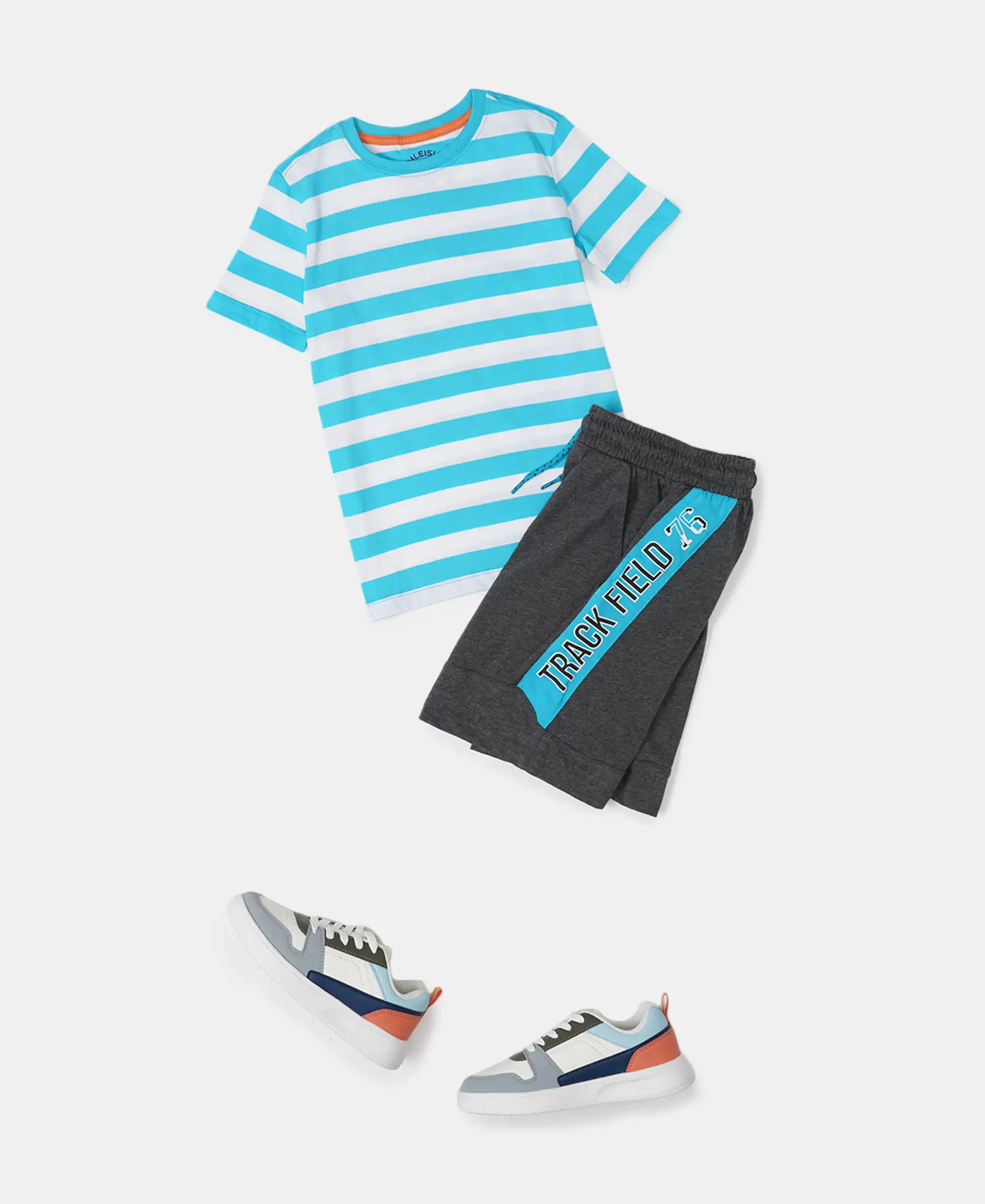 Boy's Super Combed Cotton Rich Graphic Printed Shorts with Contrast Side Panel - Charcoal Melange - Image 4