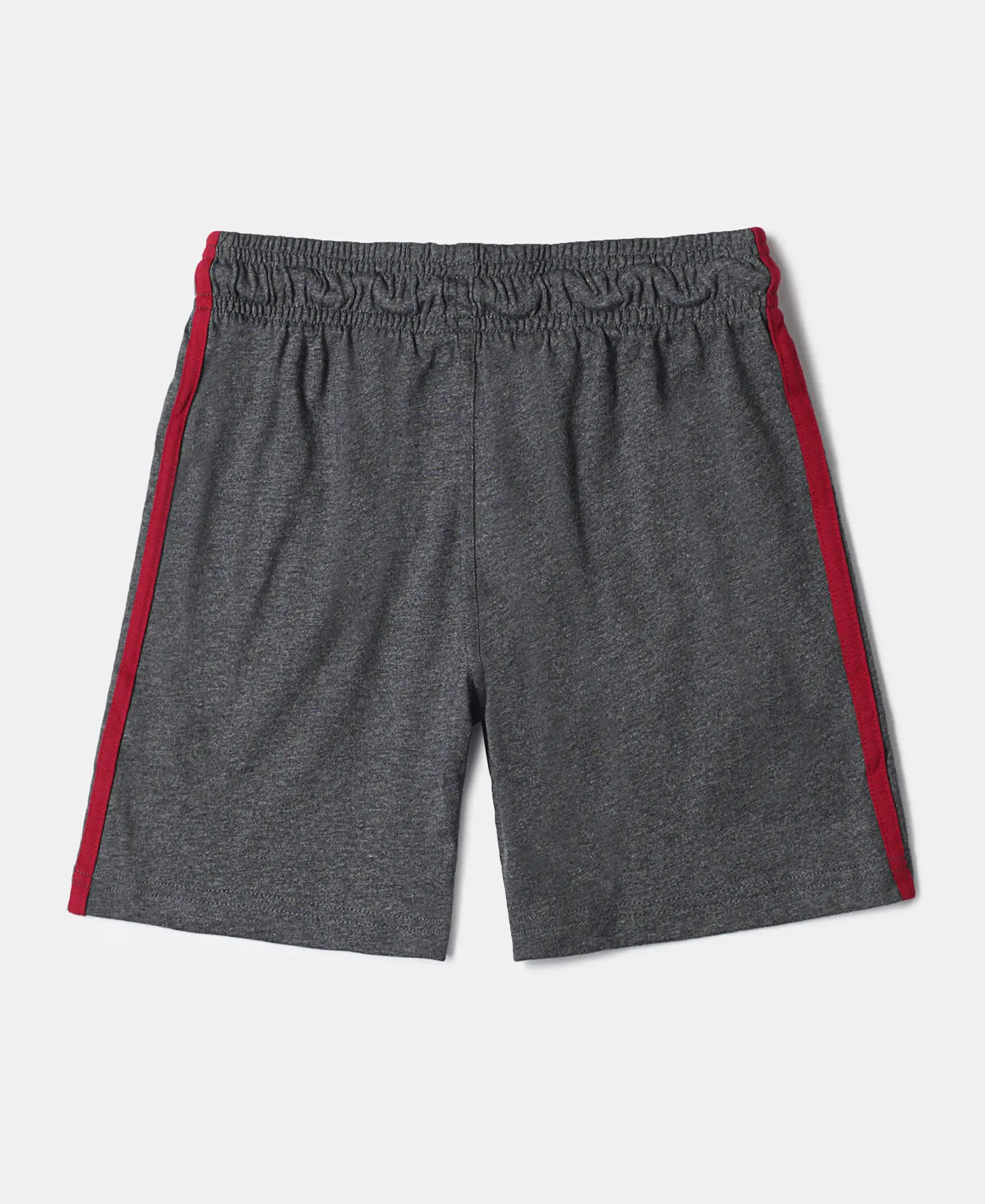 Boy's Super Combed Cotton Rich Graphic Printed Shorts with Contrast Side Taping - Charcoal Melange - Image 2