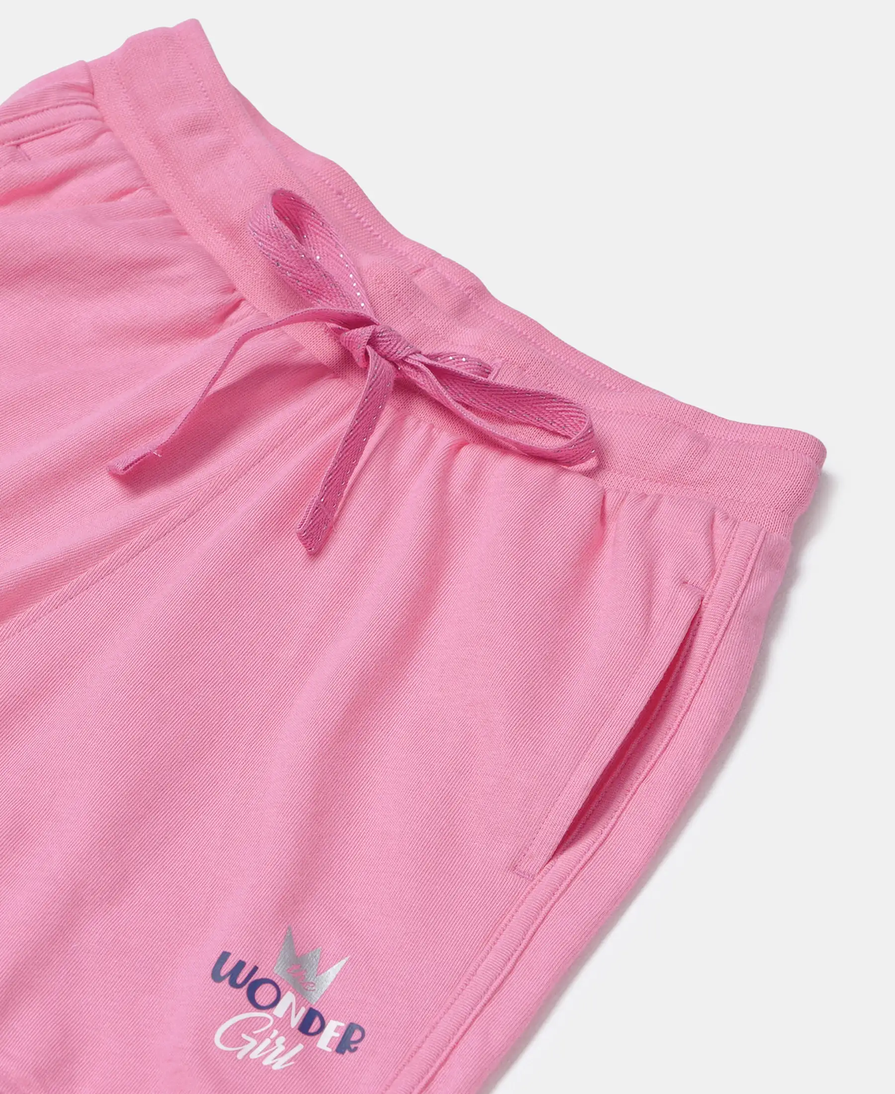 Girl's Super Combed Cotton Rich Graphic Printed Shorts with Curved Hem - Pink Carnation - Image 3