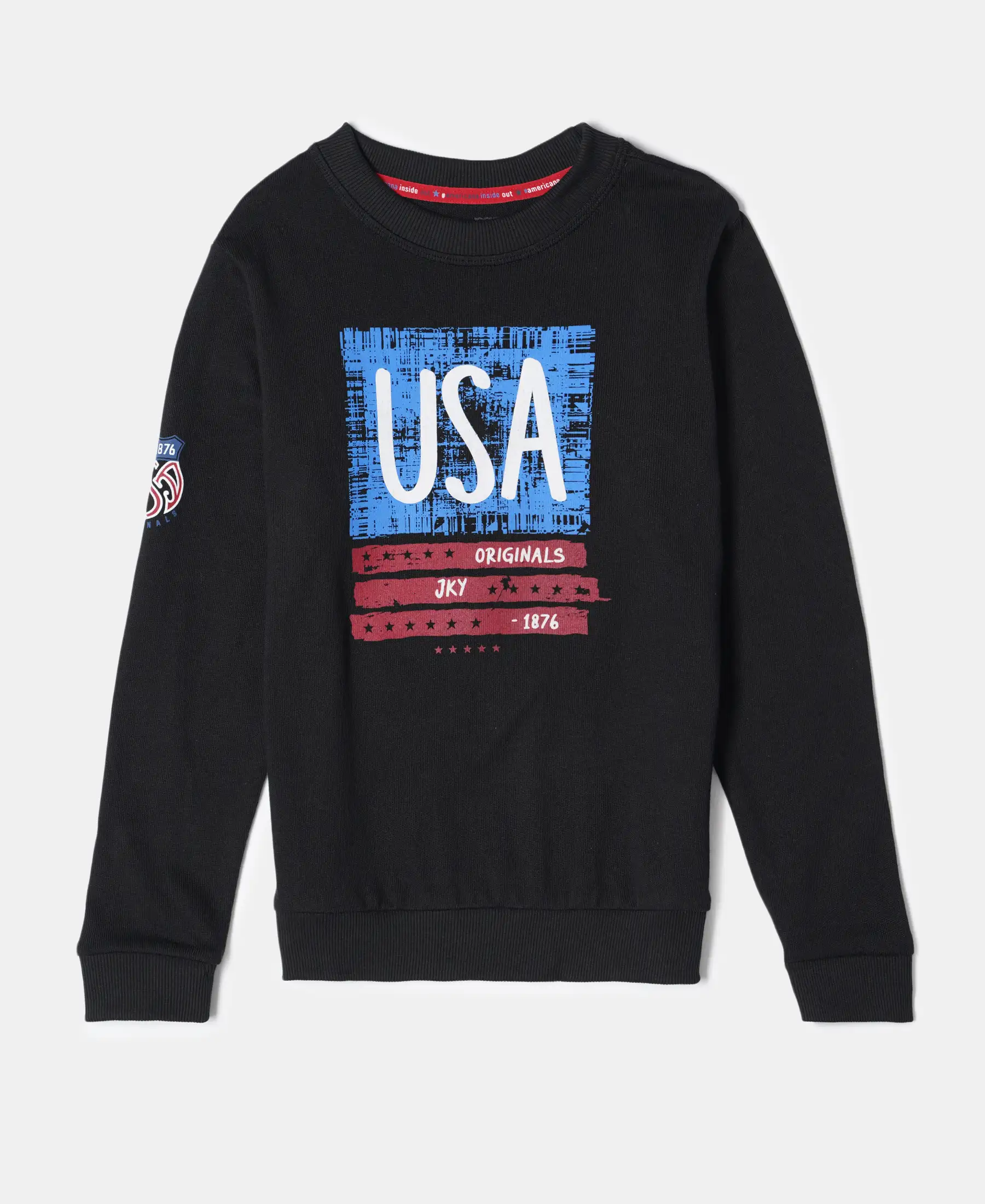Boy's Super Combed Cotton Rich Graphic Printed Sweatshirt - Black