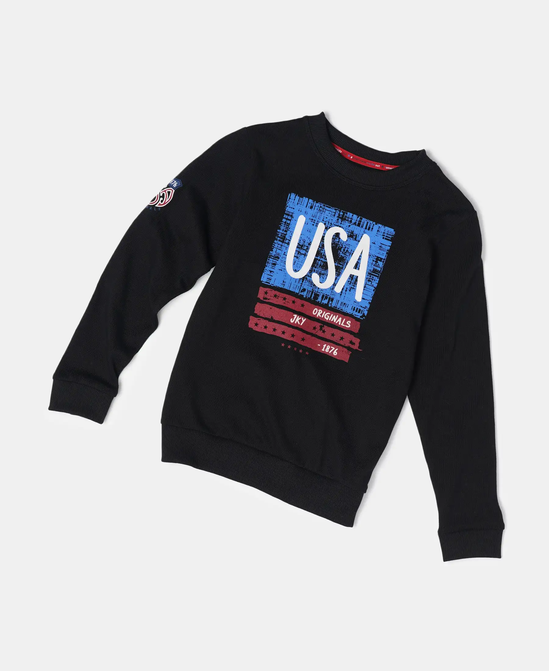 Boy's Super Combed Cotton Rich Graphic Printed Sweatshirt - Black - Image 5