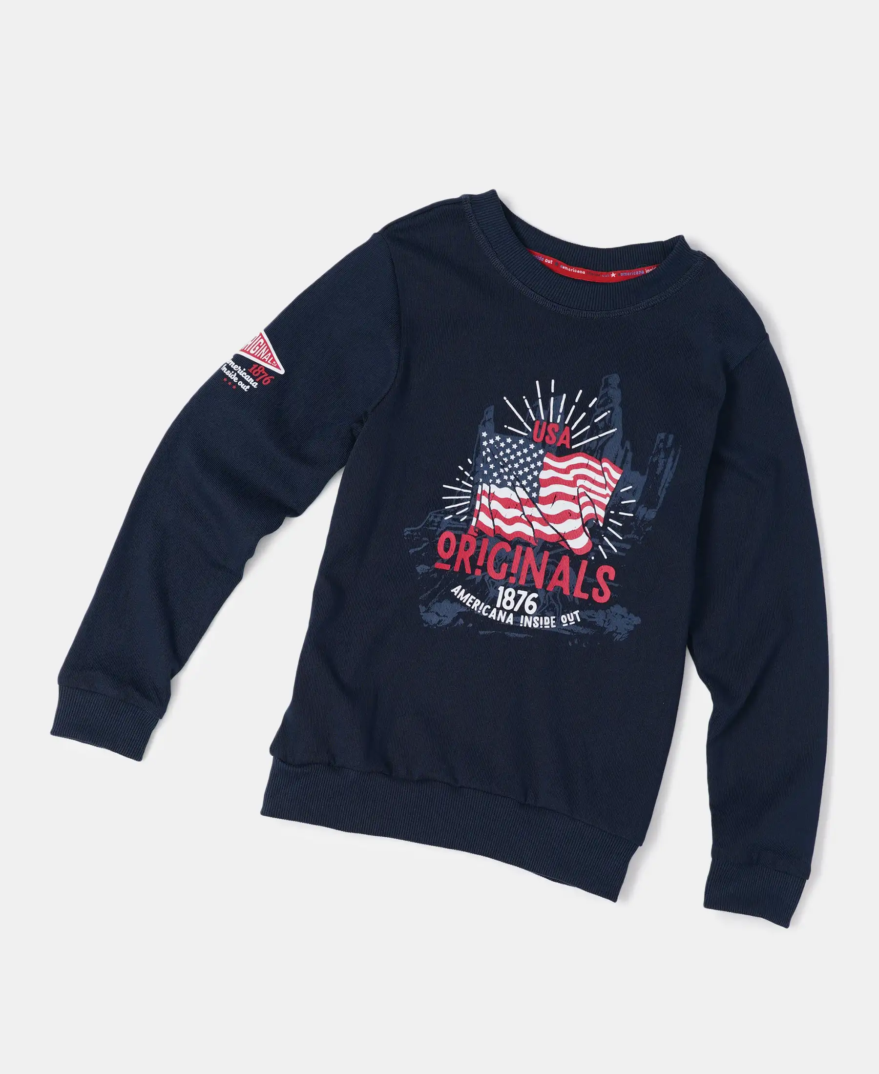 Boy's Super Combed Cotton Rich Graphic Printed Sweatshirt - Navy - Image 5