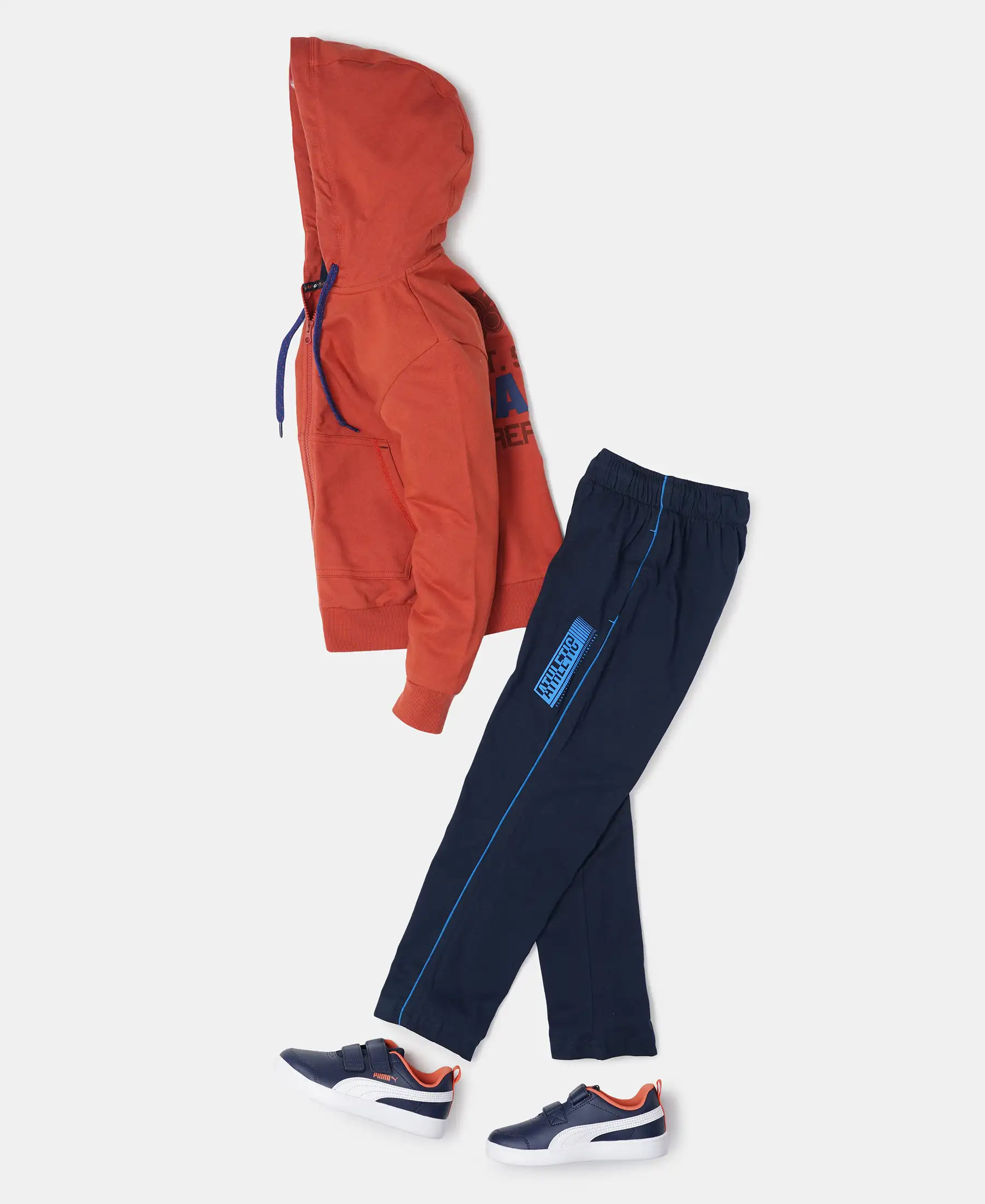 Boy's Super Combed Cotton Rich Graphic Printed Trackpants with Contrast Side Piping - Navy - Image 4
