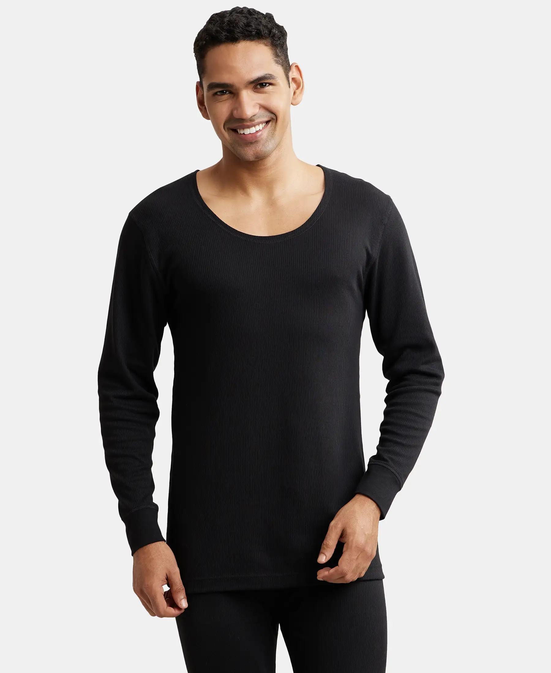Extra Warmth Super Combed Cotton Rich Full Sleeve Thermal Set with StayWarm Technology - Black - Image 2
