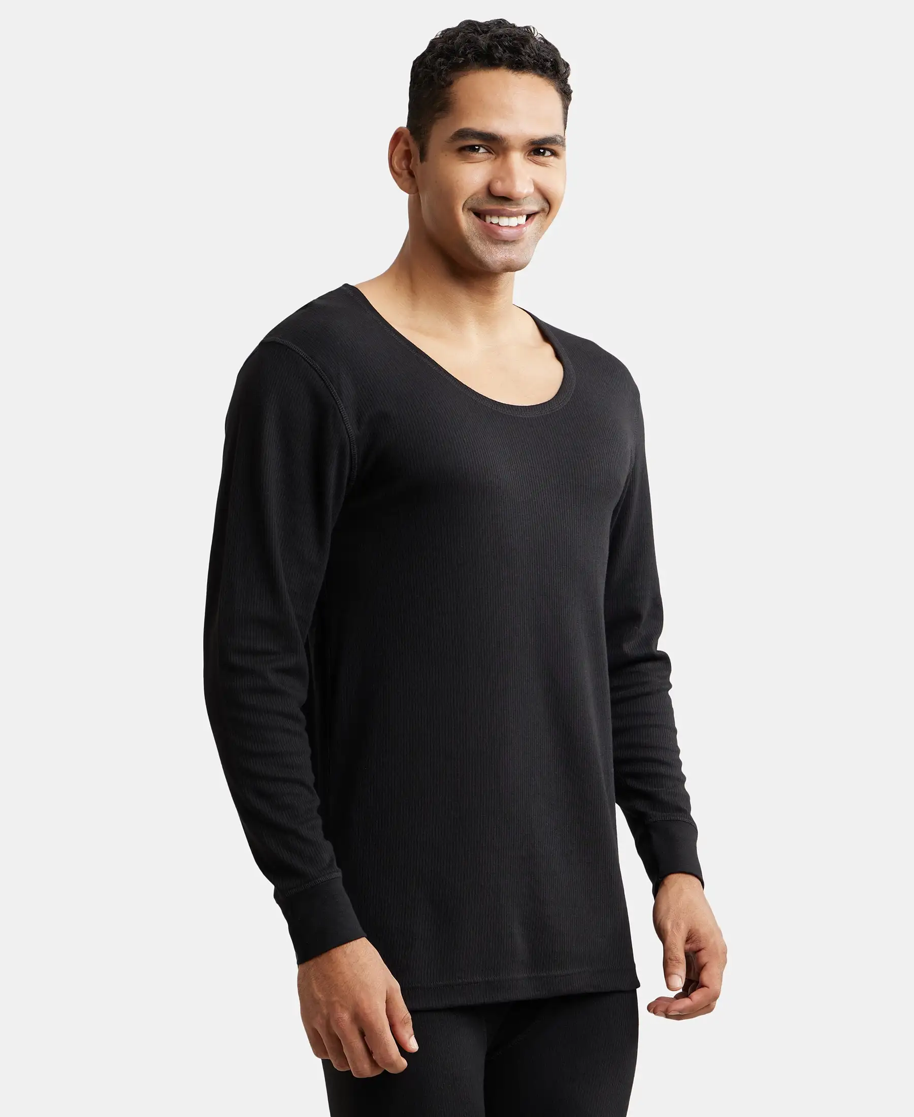 Extra Warmth Super Combed Cotton Rich Full Sleeve Thermal Set with StayWarm Technology - Black - Image 3