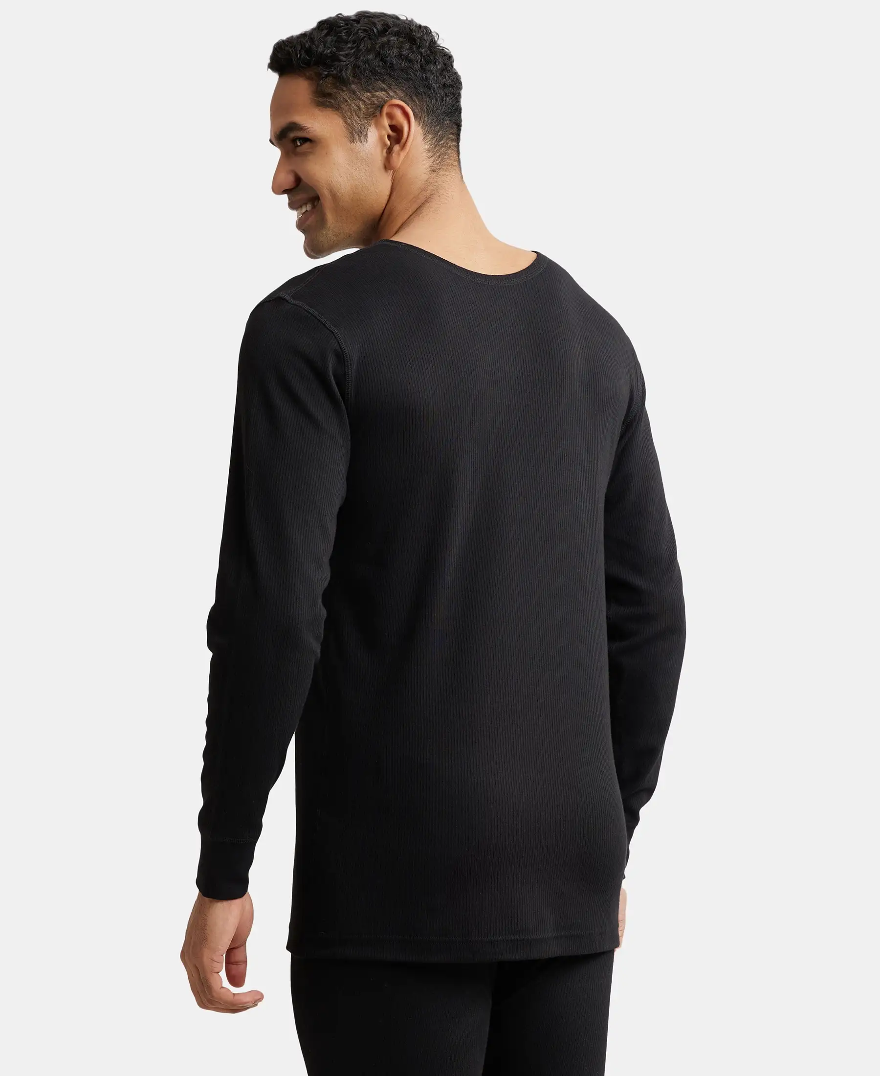 Extra Warmth Super Combed Cotton Rich Full Sleeve Thermal Set with StayWarm Technology - Black - Image 4