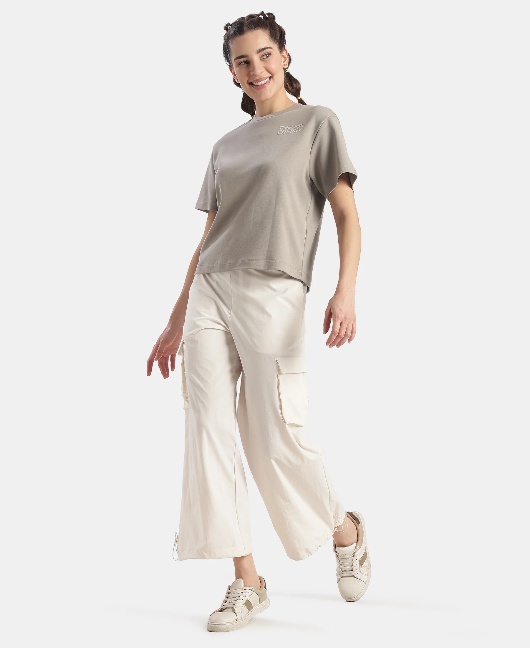 Super Combed Cotton Rich Oversized Graphic Print T-Shirt with Drop Shoulder Styling - Stone - Image 4