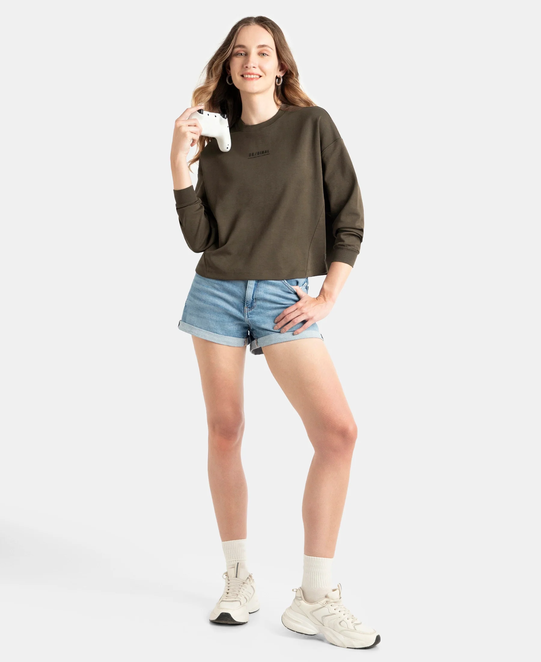 Super Combed Cotton Rich Oversized Printed Full Sleeve T-Shirt - Turkish Coffee - Image 6