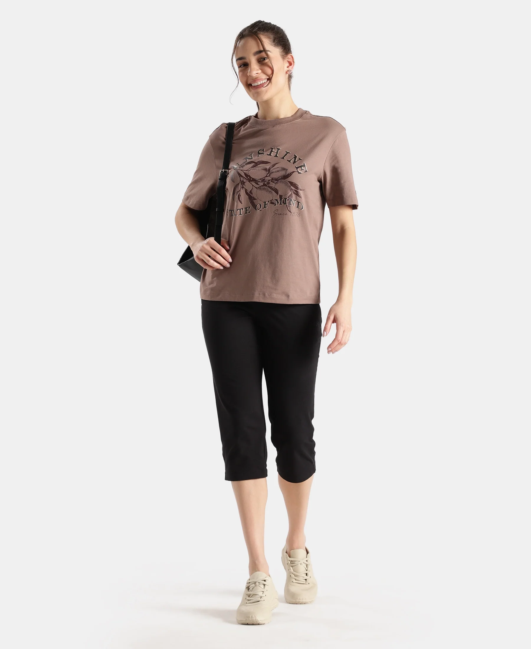 Super Combed Cotton Rich Oversized Printed T-Shirt - Deep Taupe - Image 6