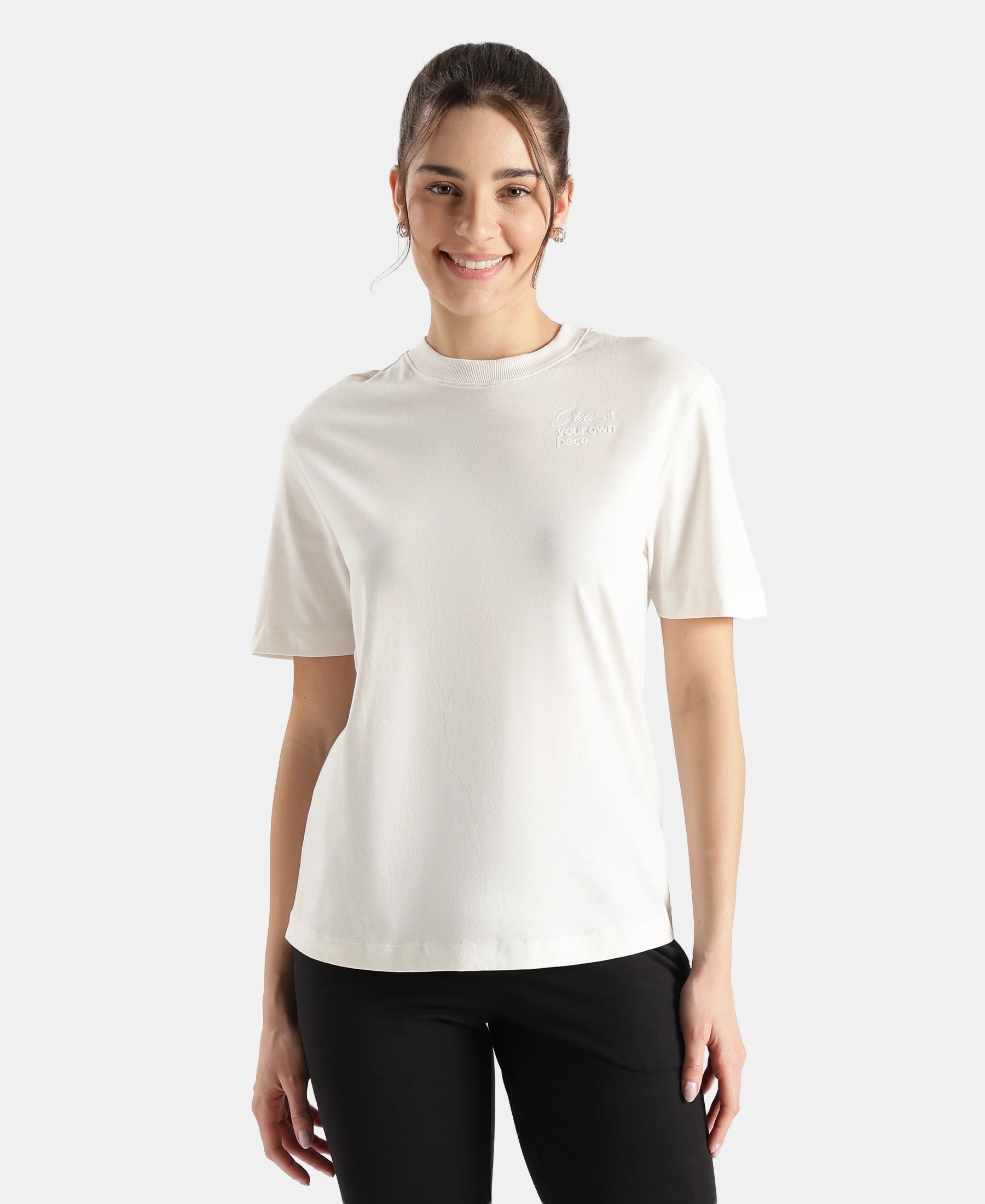 Super Combed Cotton Rich Oversized Printed T-Shirt - Snow White