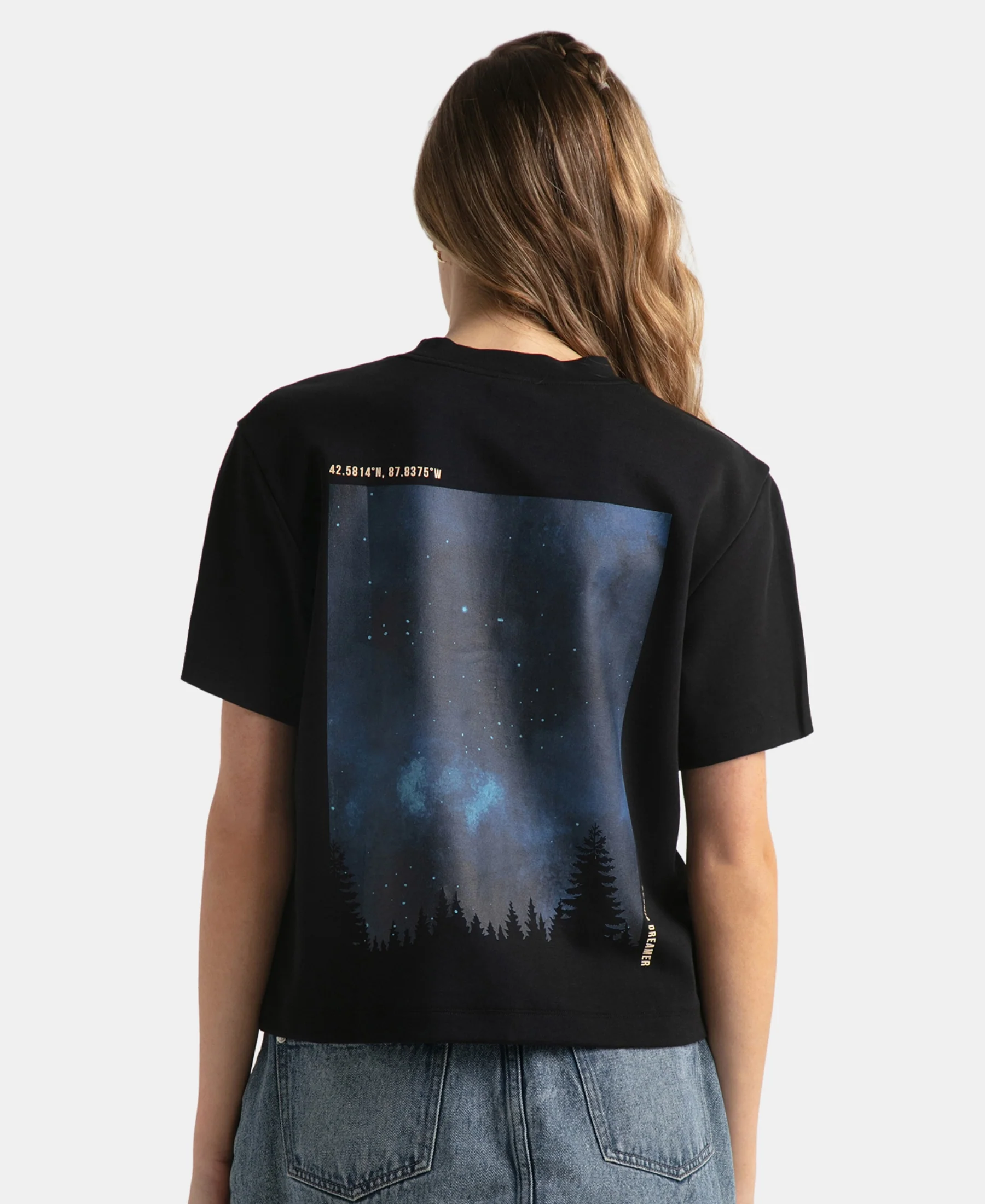 Super Combed Cotton Rich Oversized Graphic Print T-Shirt with Drop Shoulder Styling - Deep Black - Image 2