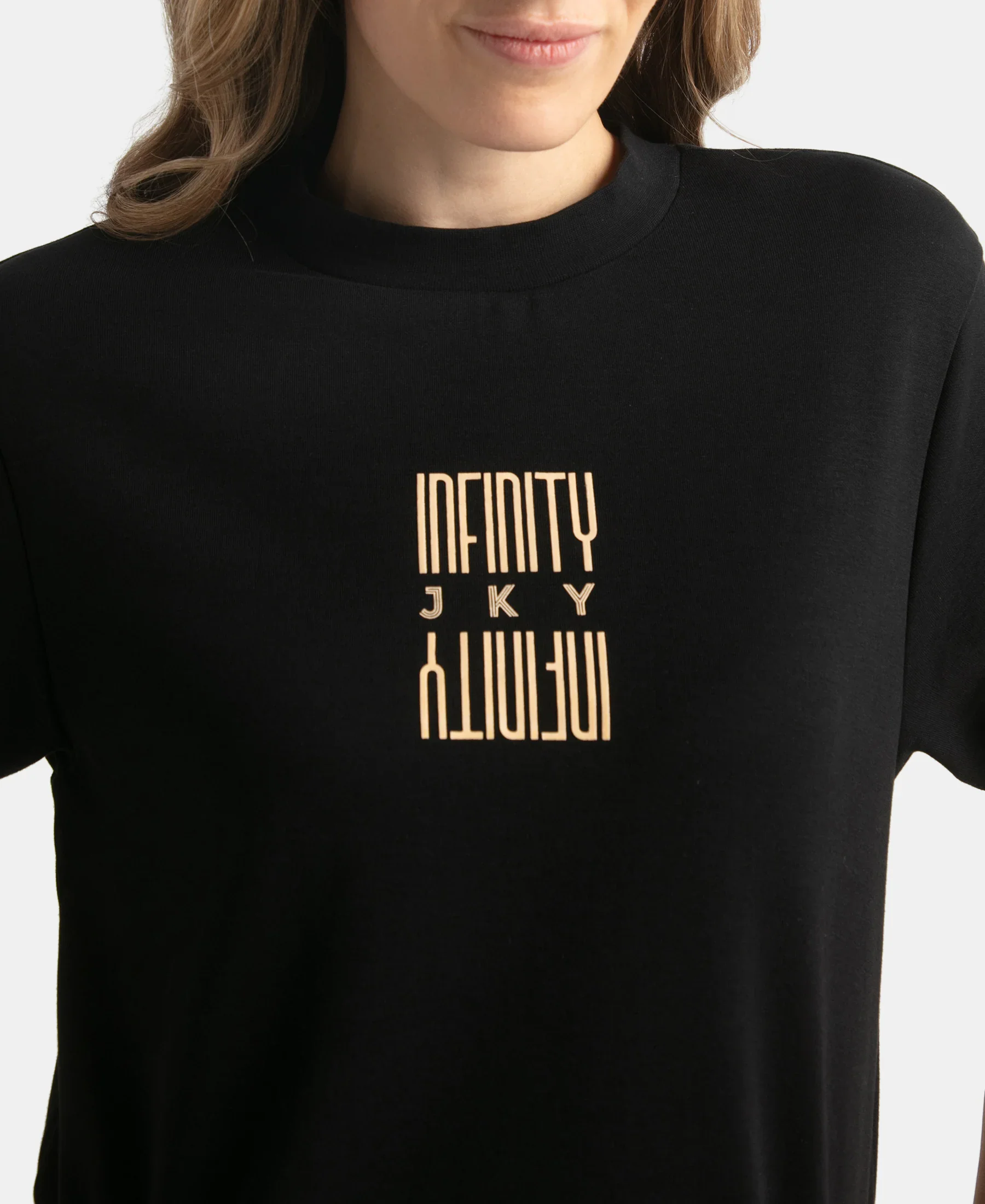 Super Combed Cotton Rich Oversized Graphic Print T-Shirt with Drop Shoulder Styling - Deep Black - Image 8