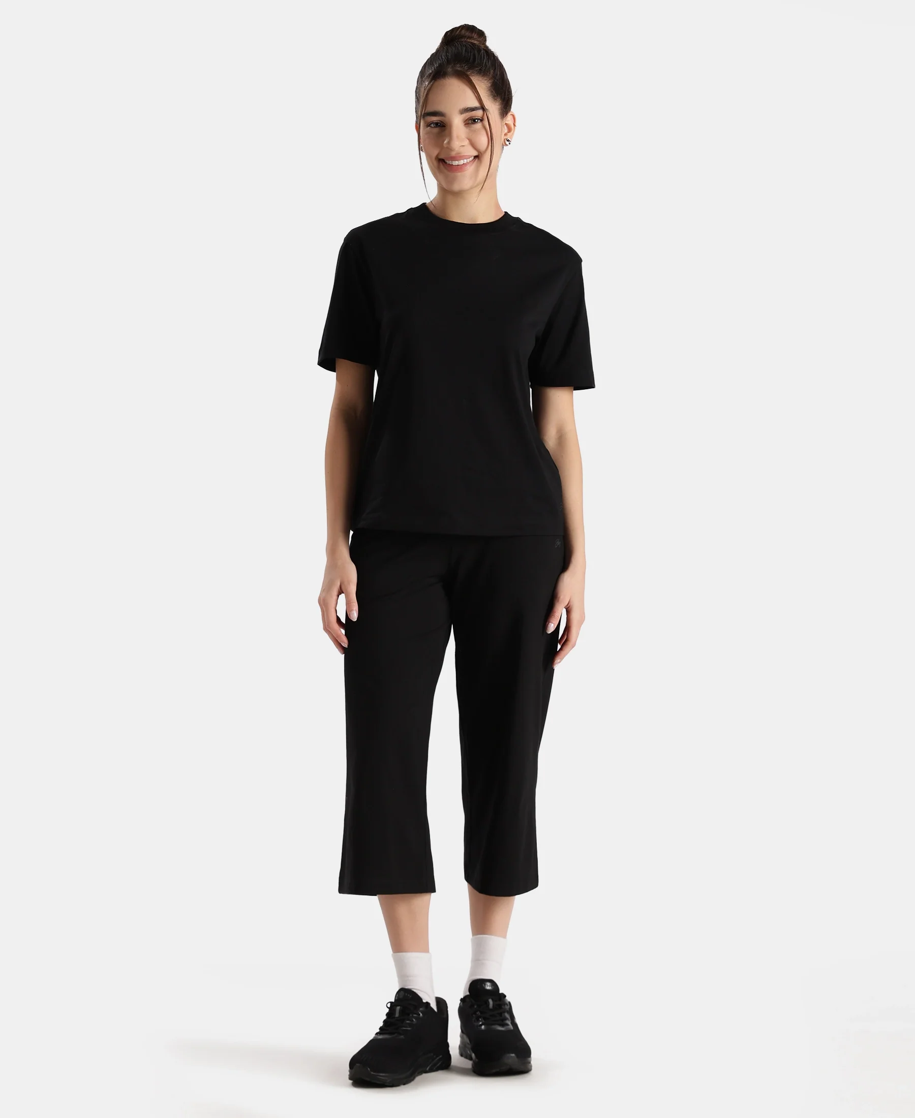Super Combed Cotton Rich Oversized T-Shirt with Side Slits - Black - Image 4