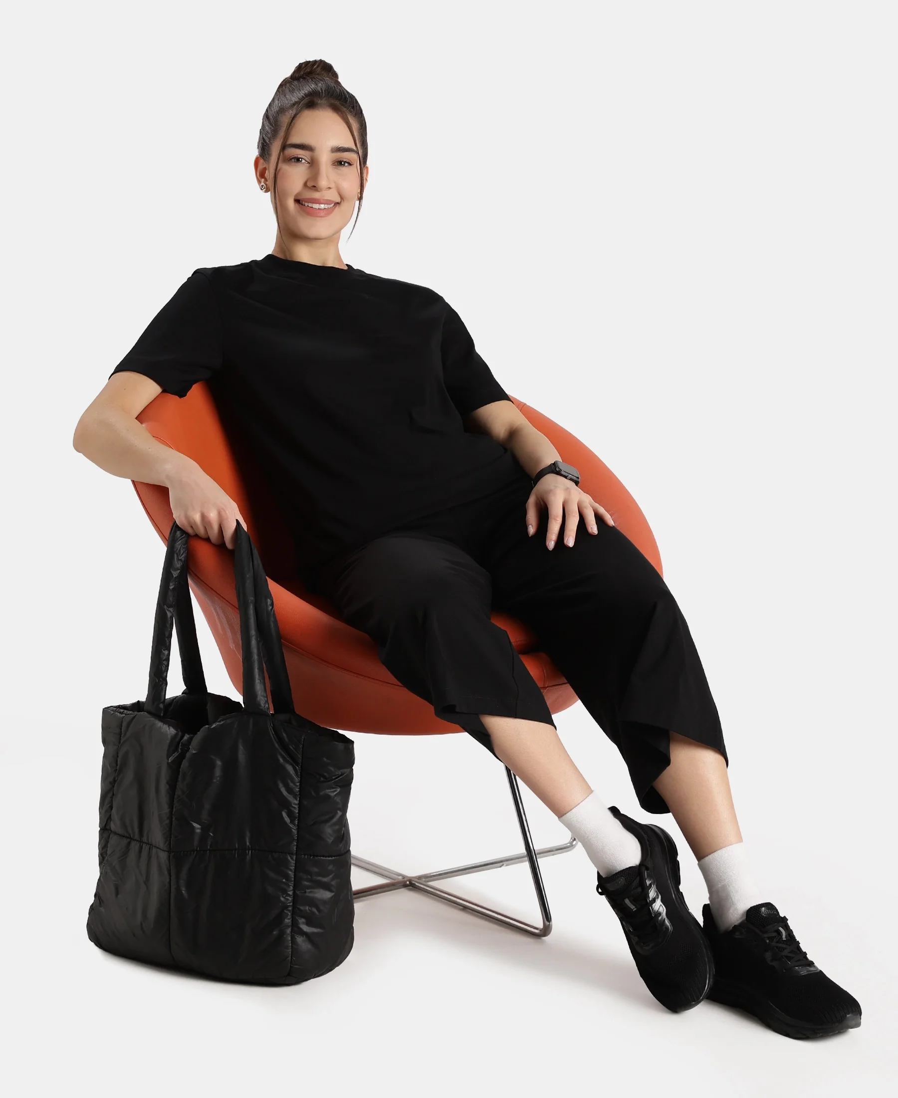 Super Combed Cotton Rich Oversized T-Shirt with Side Slits - Black - Image 6