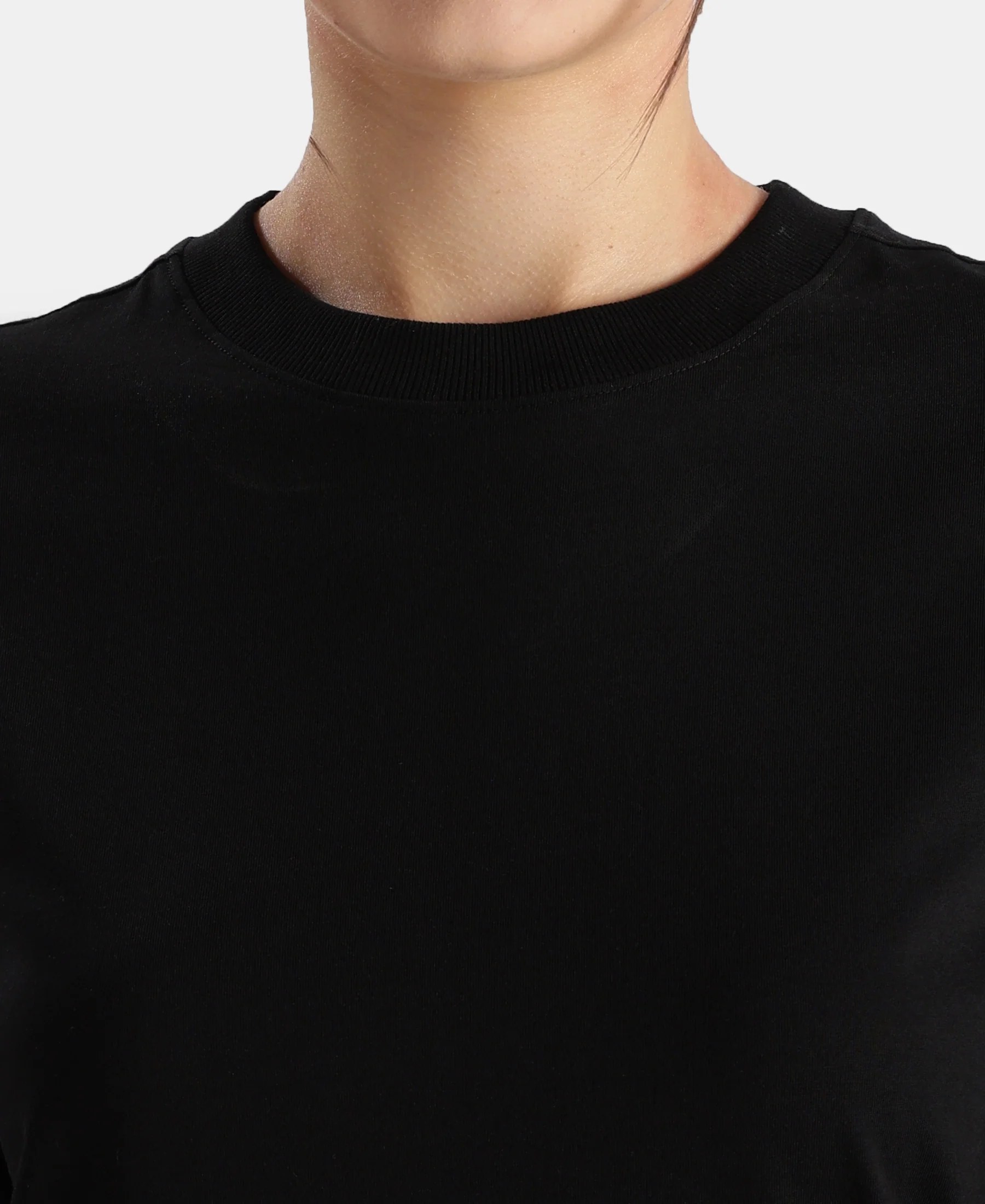 Super Combed Cotton Rich Oversized T-Shirt with Side Slits - Black - Image 7