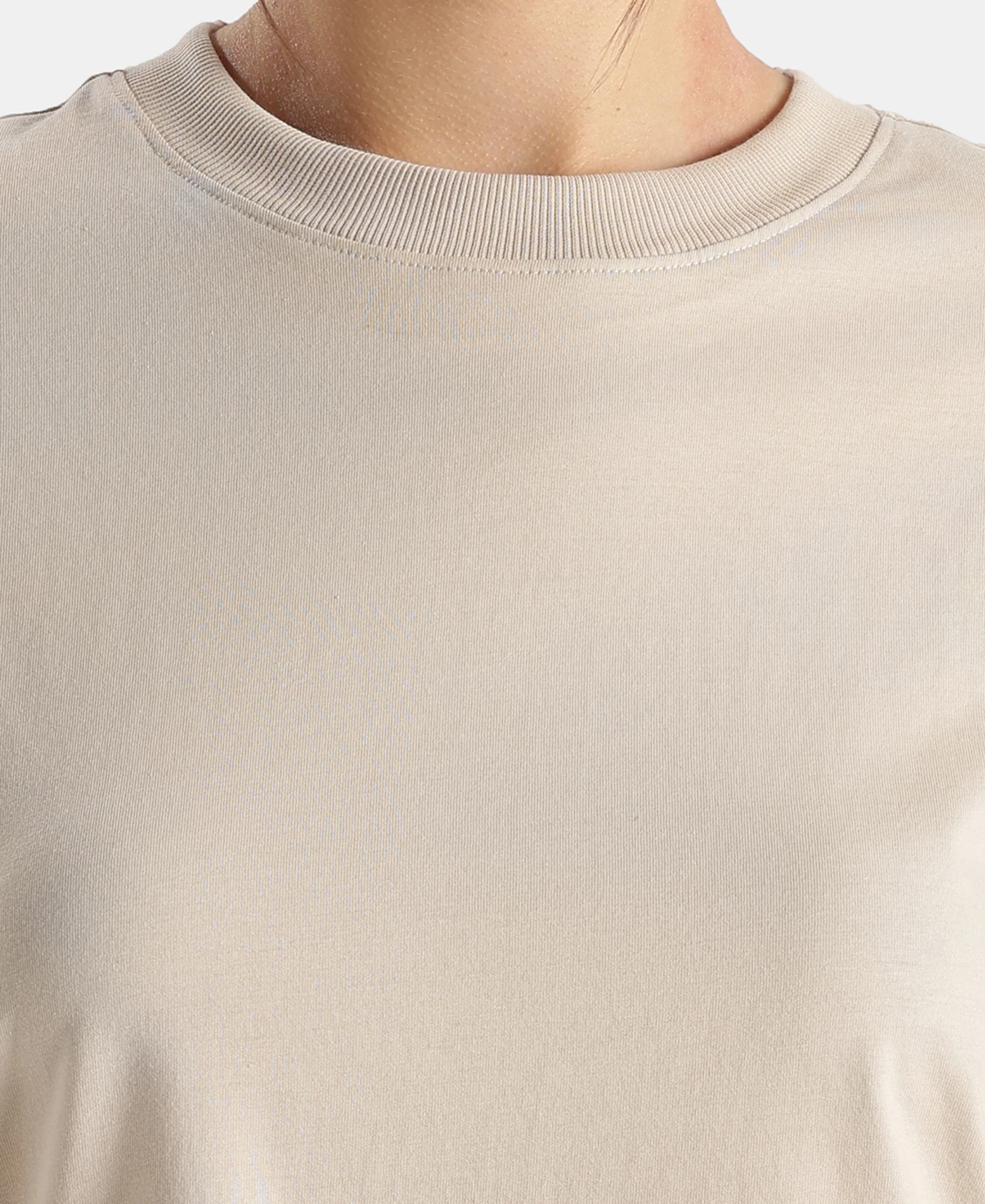 Super Combed Cotton Rich Oversized T-Shirt with Side Slits - French Oak - Image 7