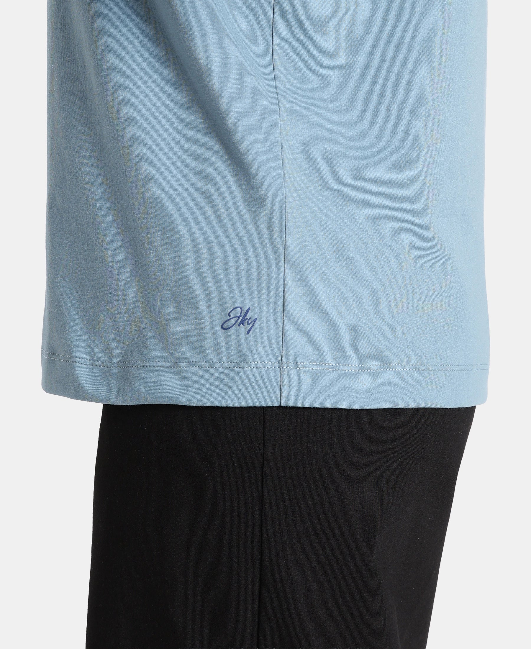 Super Combed Cotton Rich Oversized T-Shirt with Side Slits - Provincial Blue - Image 8