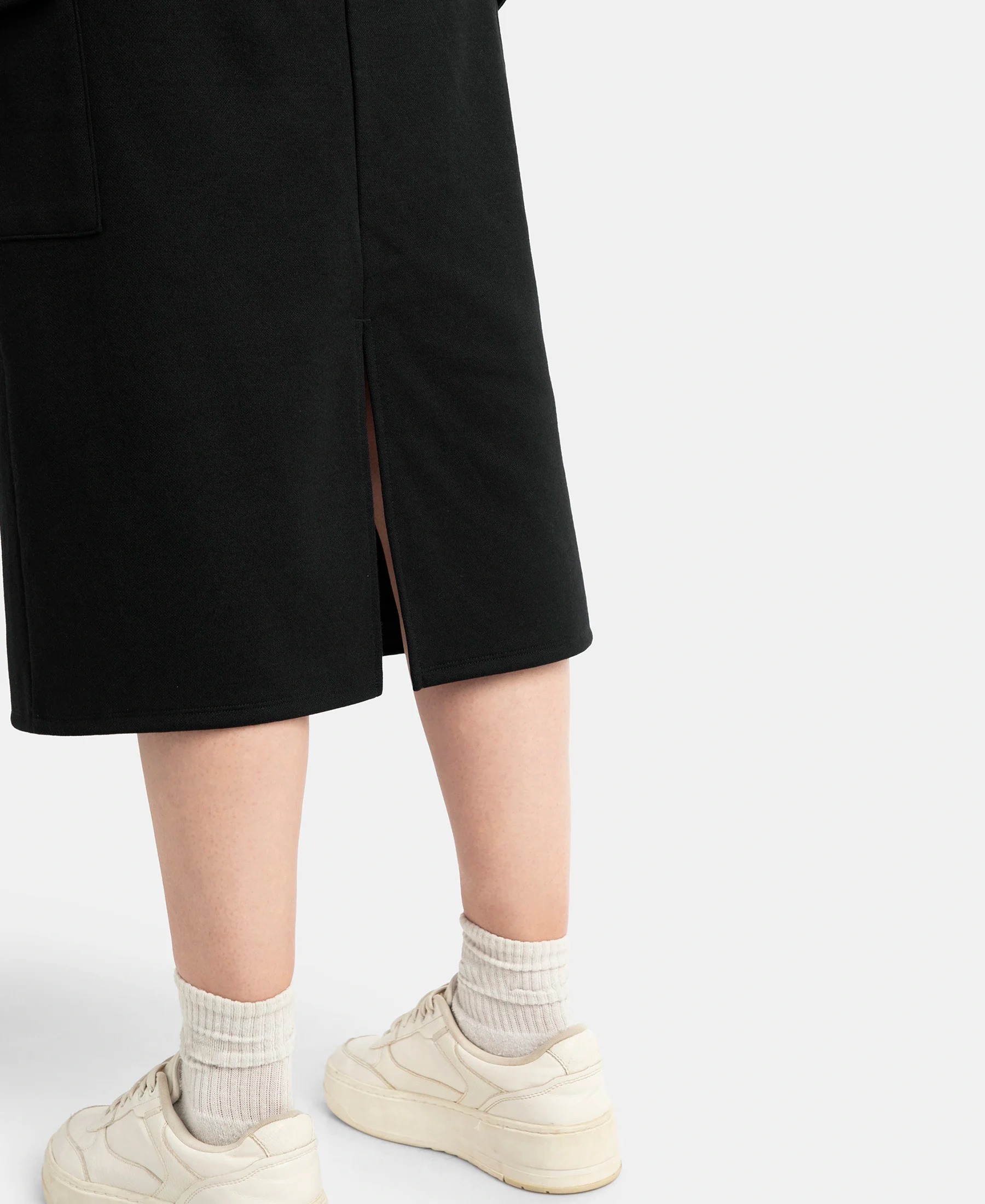 Super Combed Cotton Rich Pique Fabric Cargo Skirt with Inner Drawstrings - Black - Image 9