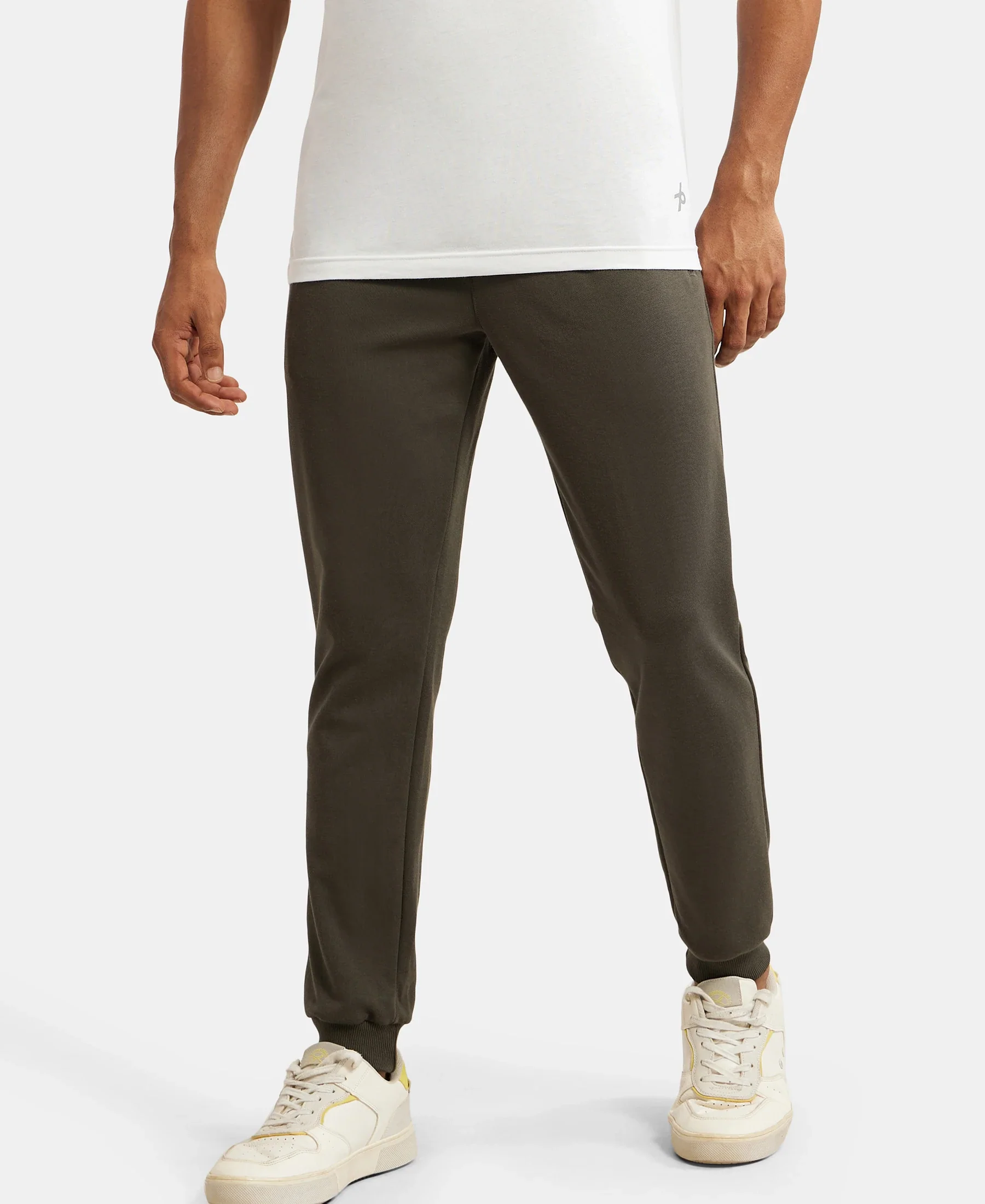 Super Combed Cotton Rich Pique Slim Fit Jogger with Zipper Pockets - Deep Olive - Image 5