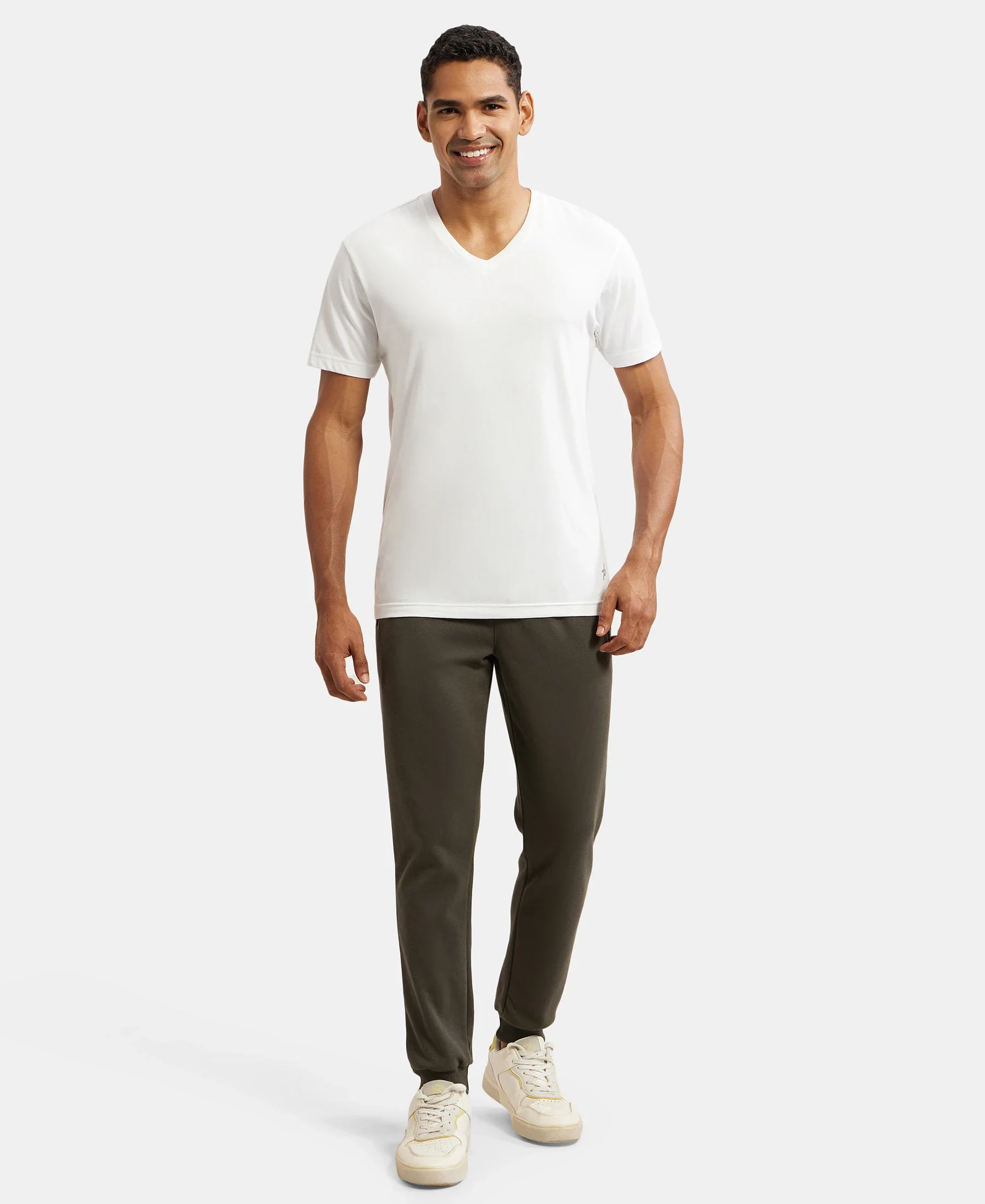 Super Combed Cotton Rich Pique Slim Fit Jogger with Zipper Pockets - Deep Olive - Image 6