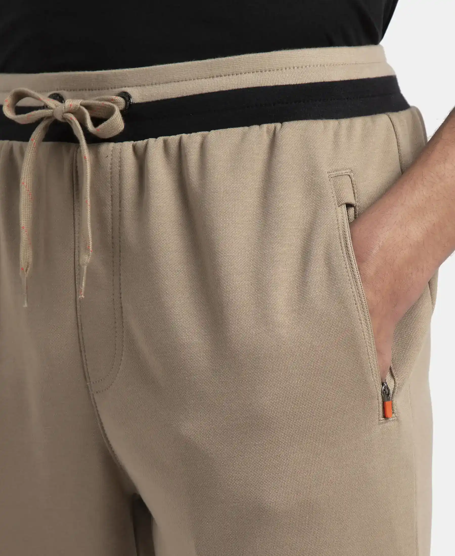 Super Combed Cotton Rich Pique Slim Fit Jogger with Zipper Pockets - Desert Taupe - Image 7