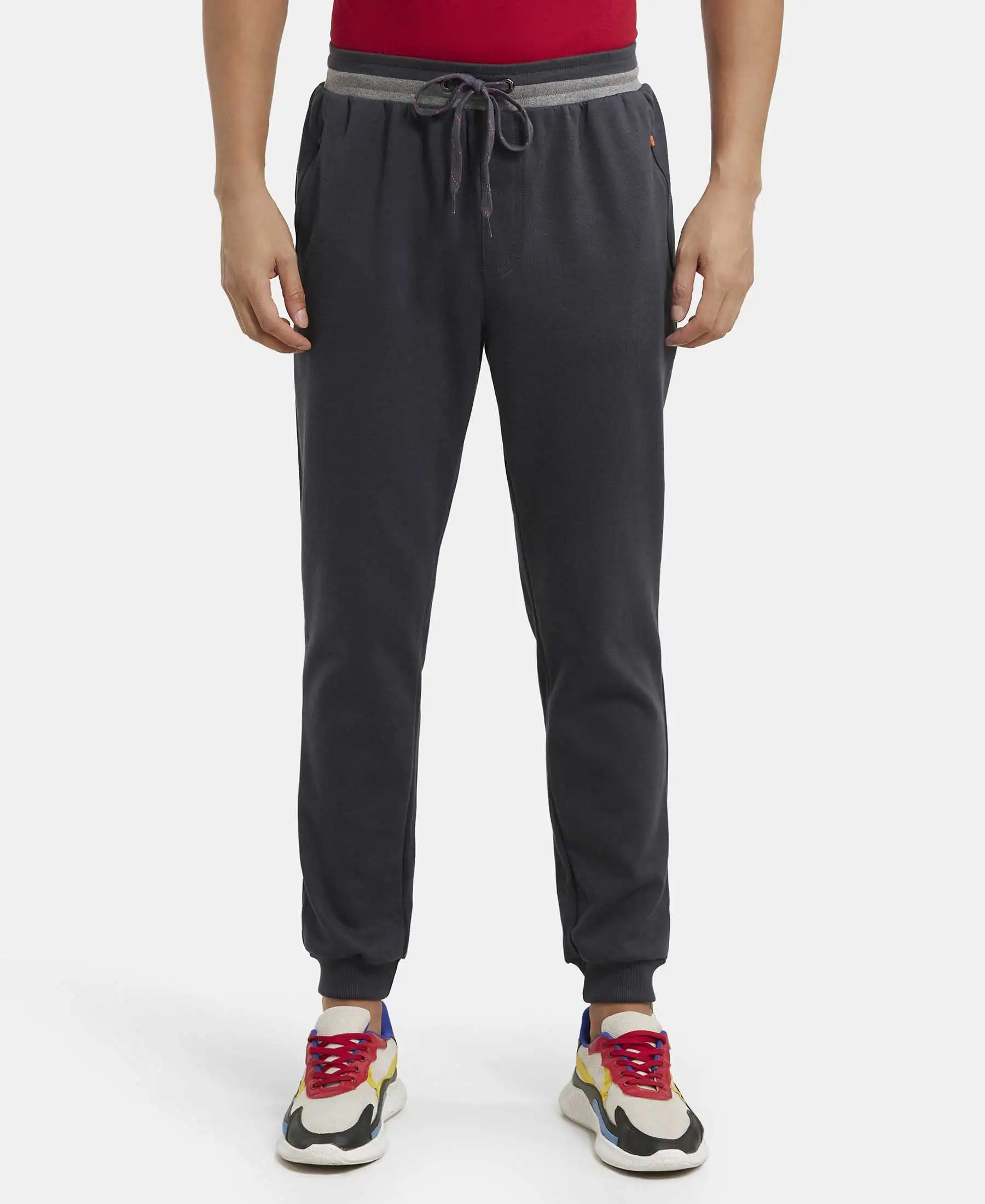 Super Combed Cotton Rich Pique Slim Fit Jogger with Zipper Pockets - Graphite