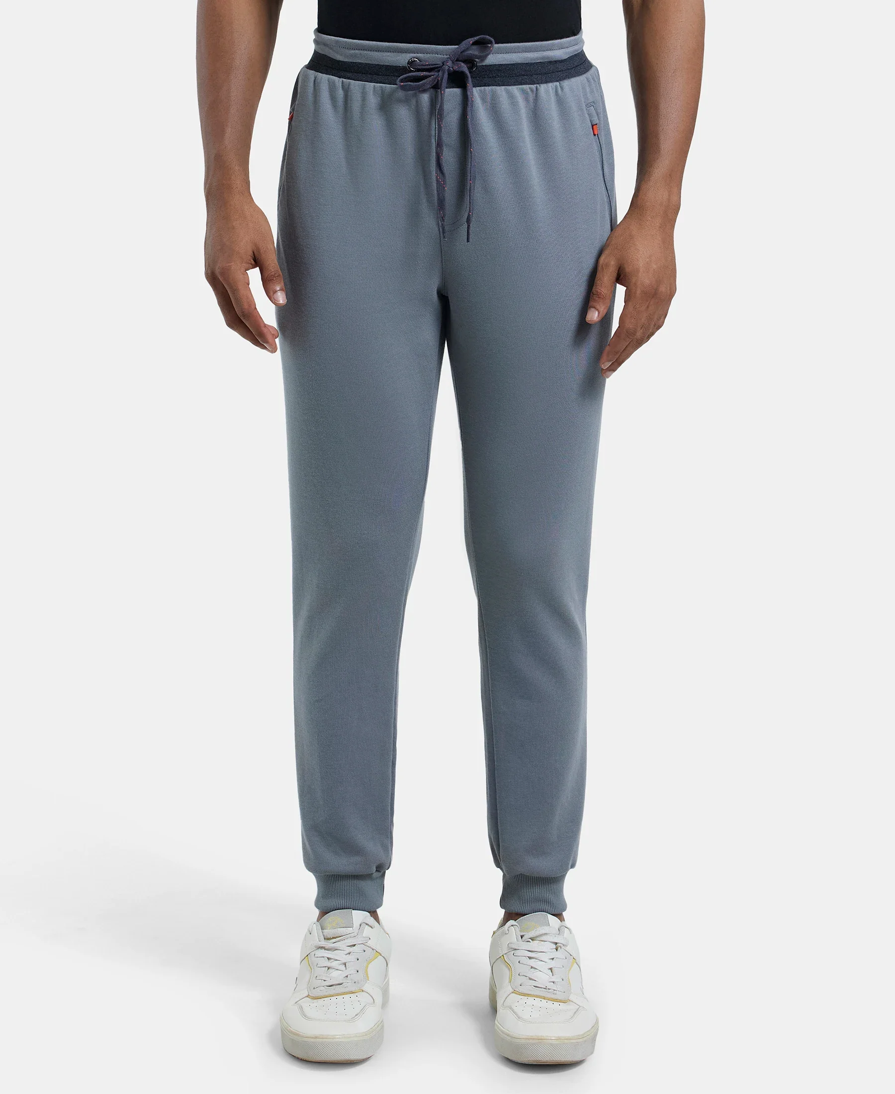 Super Combed Cotton Rich Pique Slim Fit Jogger with Zipper Pockets - Performance Grey