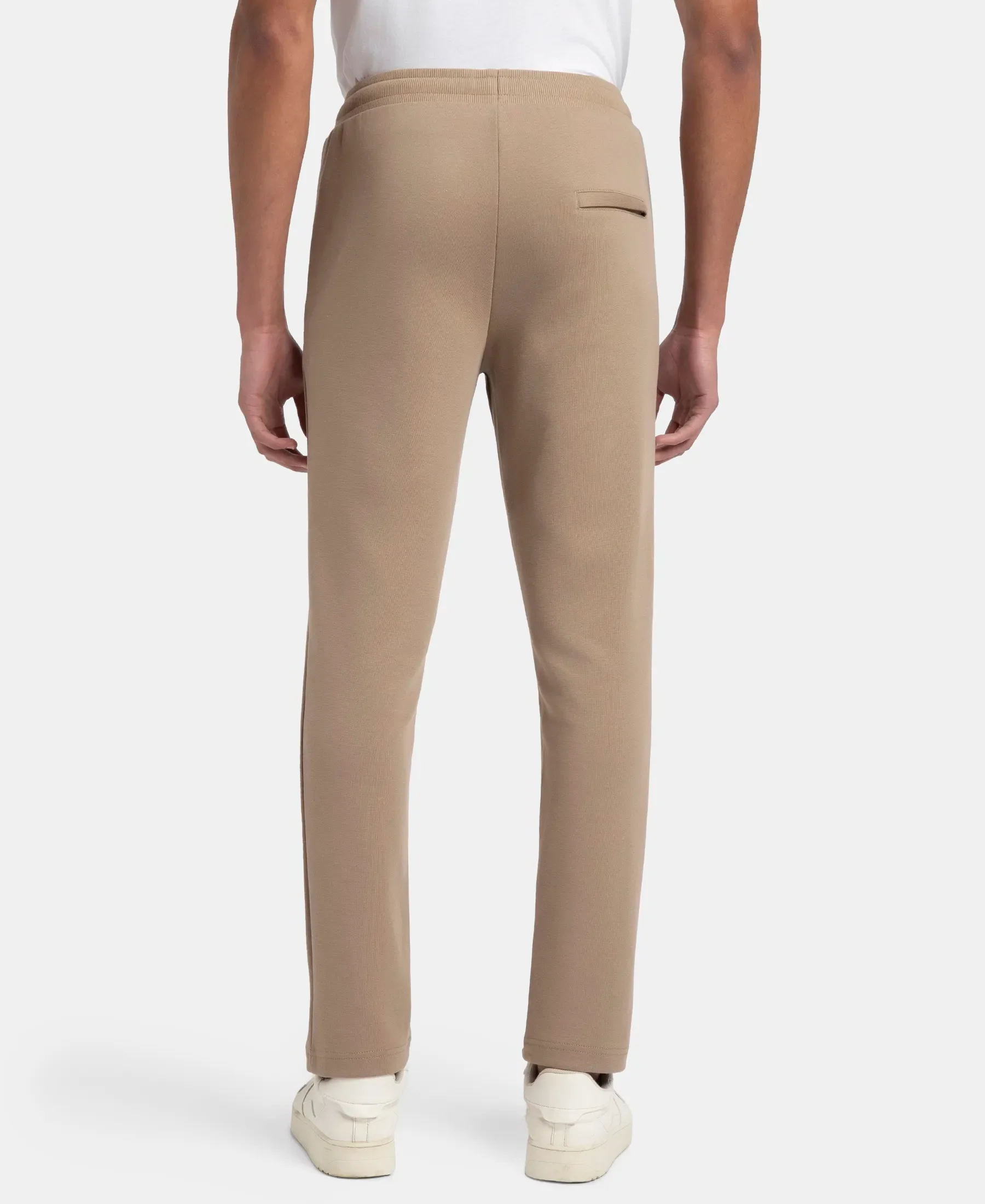 Super Combed Cotton Rich Pique Slim Fit Trackpant with Side Zipper Pockets - Desert Taupe - Image 3
