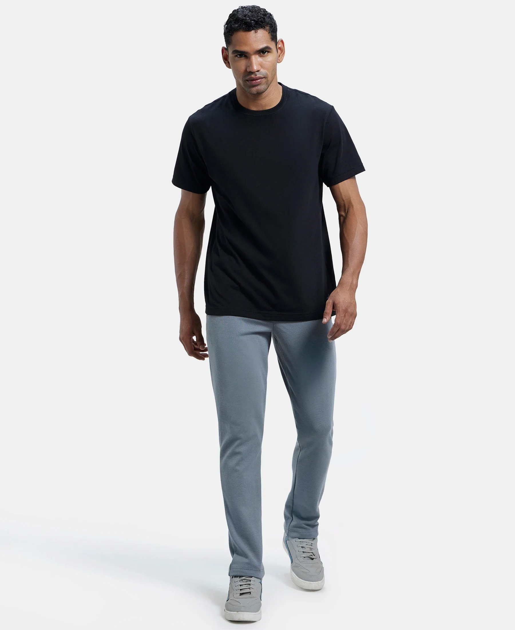 Super Combed Cotton Rich Pique Slim Fit Trackpant with Side Zipper Pockets - Performance Grey - Image 4
