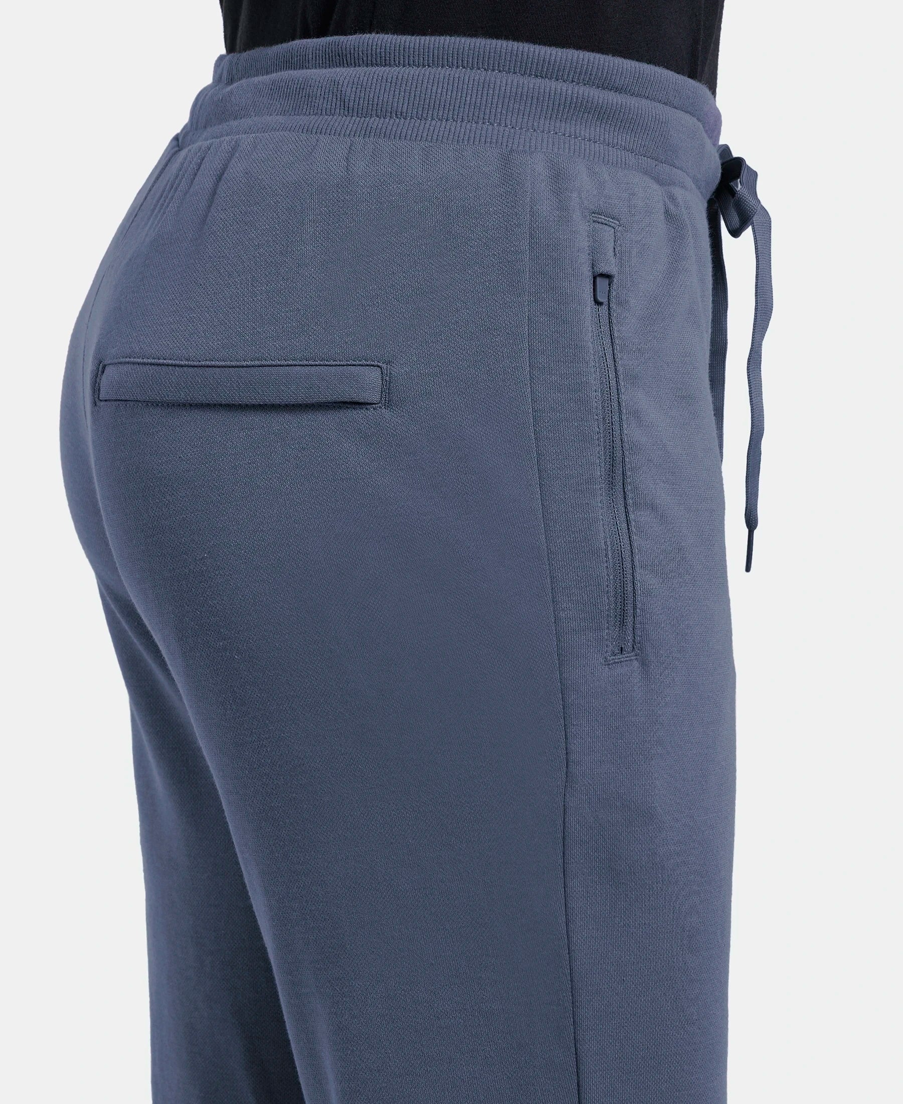 Super Combed Cotton Rich Pique Slim Fit Trackpant with Side Zipper Pockets - Vintage Indigo - Image 7