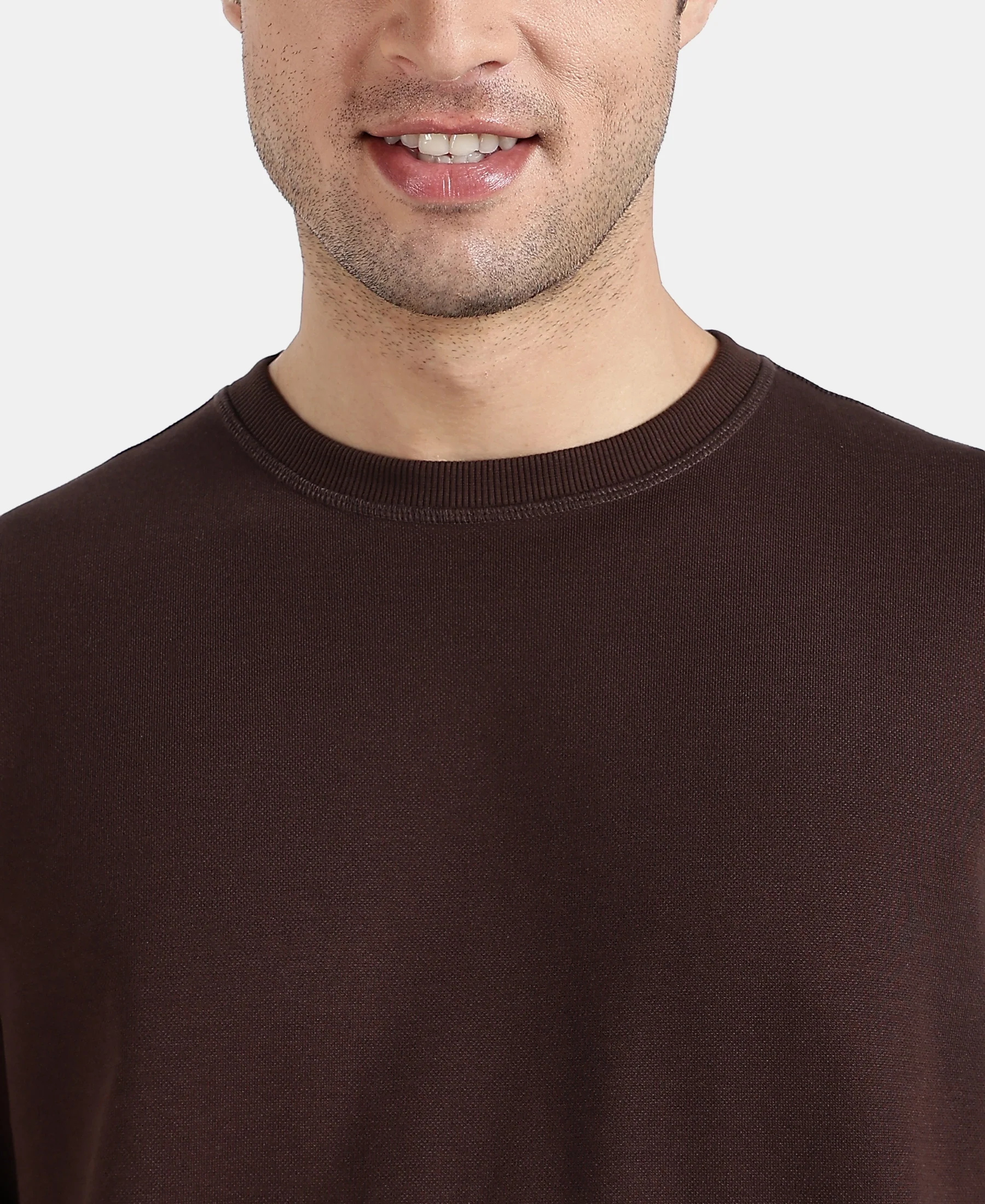 Super Combed Cotton Rich Pique Sweatshirt with Ribbed Cuffs - Java - Image 7