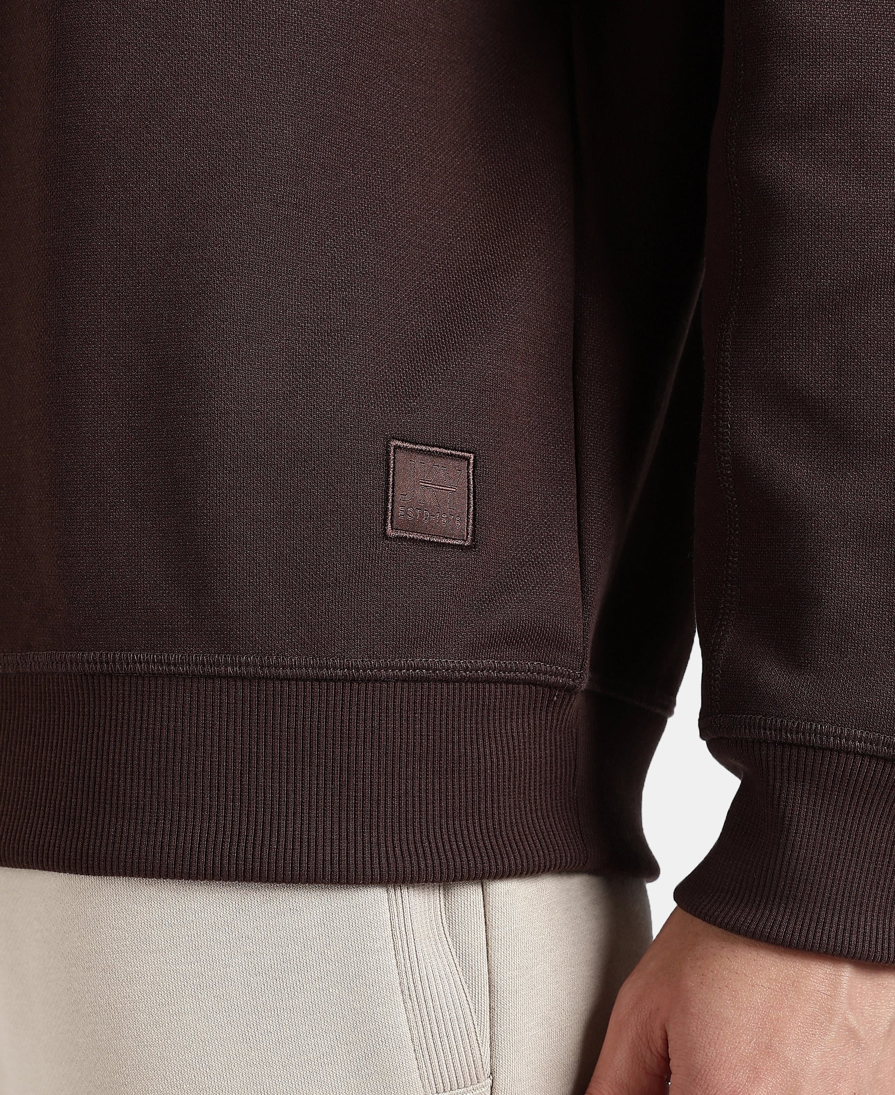 Super Combed Cotton Rich Pique Sweatshirt with Ribbed Cuffs - Java - Image 8