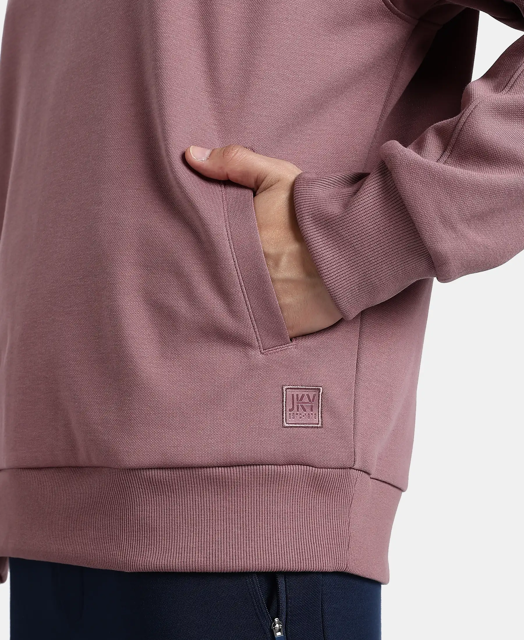 Super Combed Cotton Rich Pique Sweatshirt With Ribbed Cuffs - Rose Taupe - Image 8