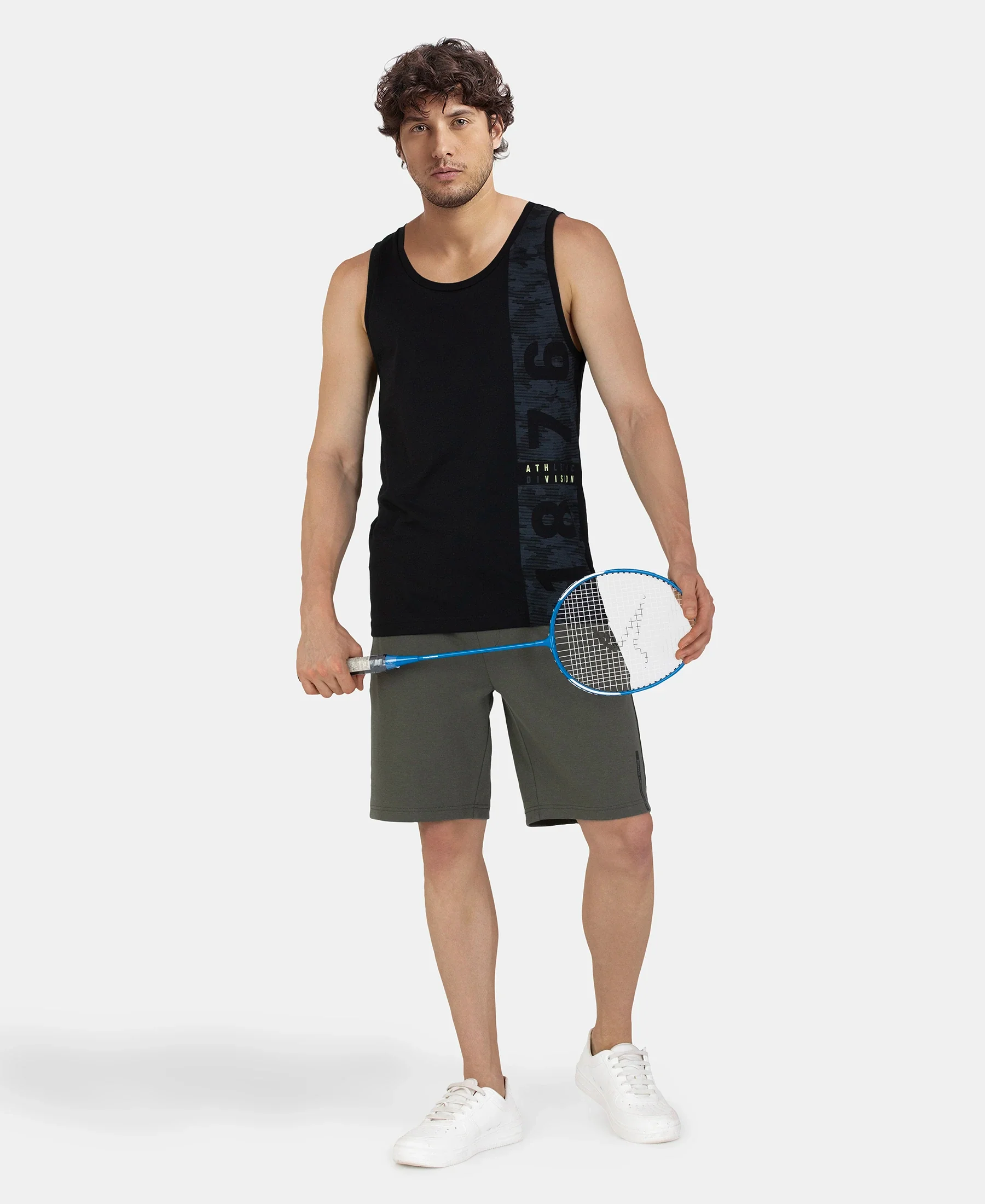 Super Combed Cotton Rich Graphic Printed Tank Top - Black - Image 6
