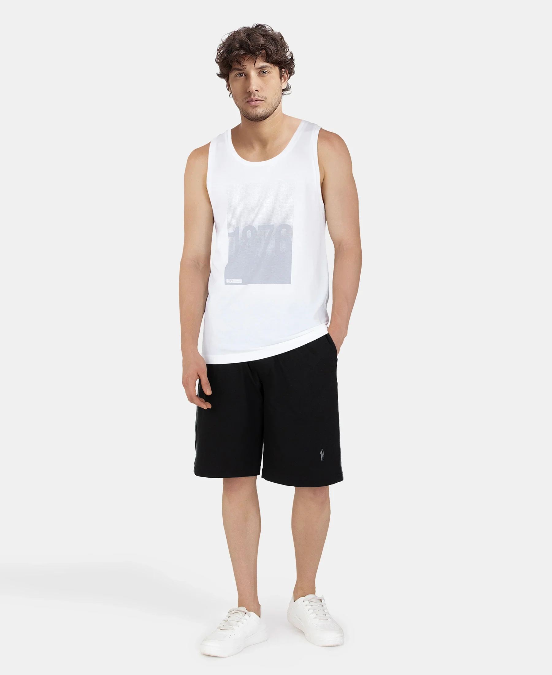 Super Combed Cotton Rich Graphic Printed Tank Top - White - Image 4
