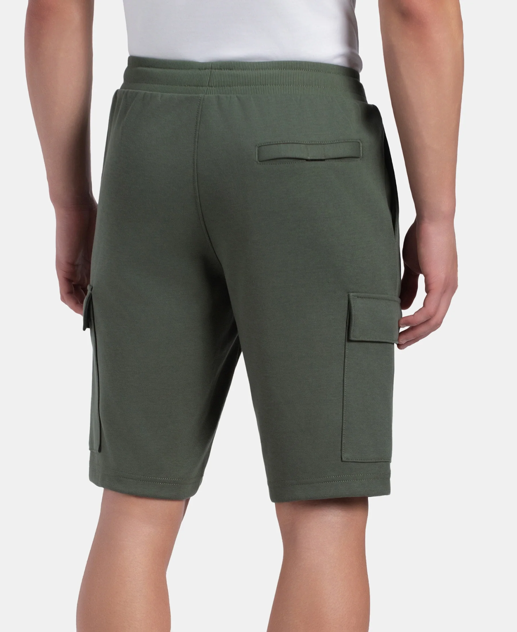 Super Combed Cotton Rich Regular Fit Cargo Pocket Shorts - Thyme - Image 3