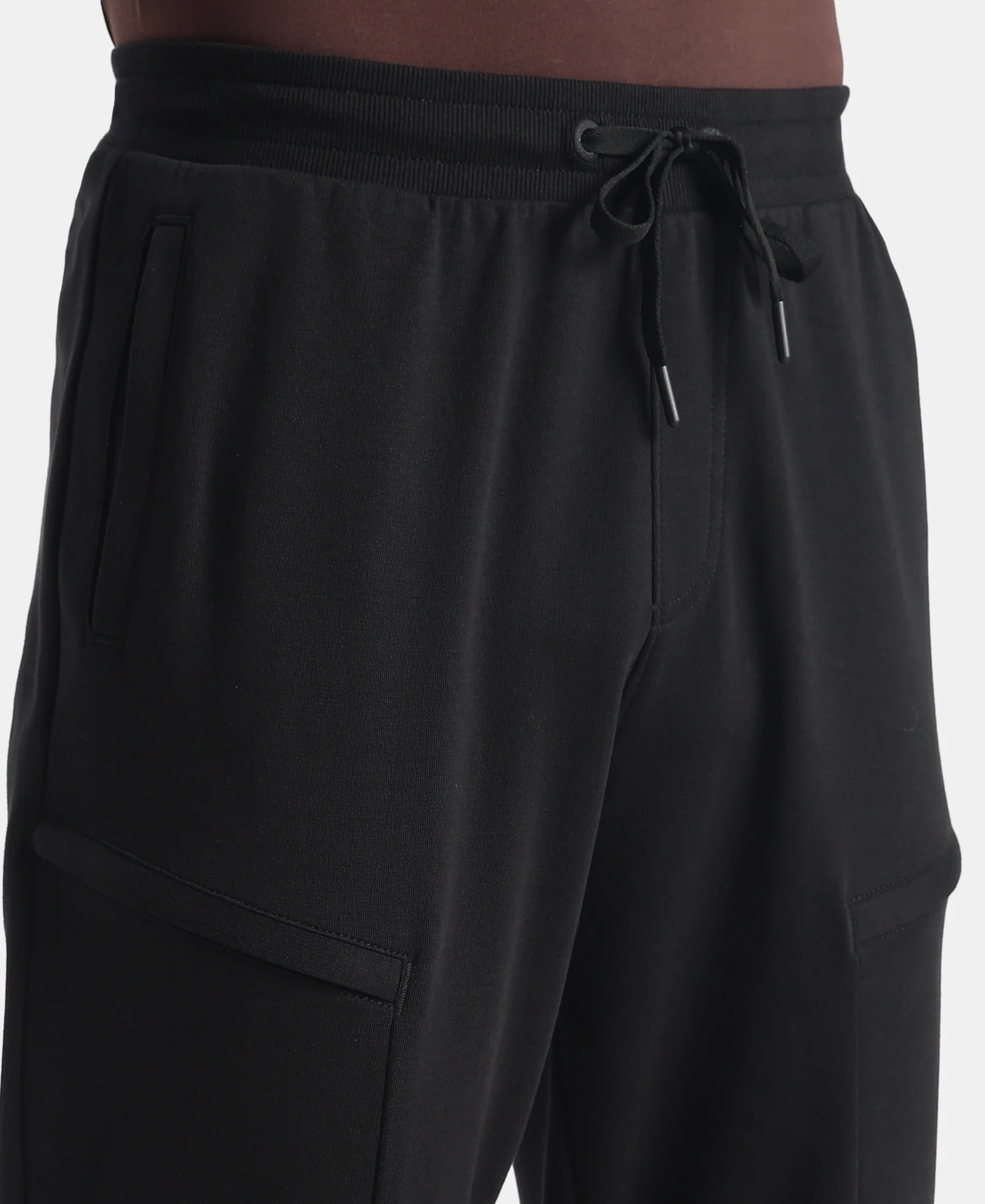 Super Combed Cotton Rich Regular Fit Jogger with Zipper Pockets - Black - Image 7