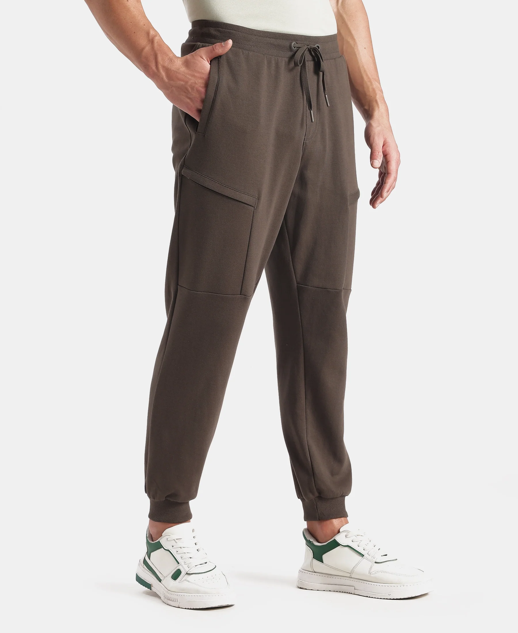 Super Combed Cotton Rich Regular Fit Jogger with Zipper Pockets - Black Olive - Image 2