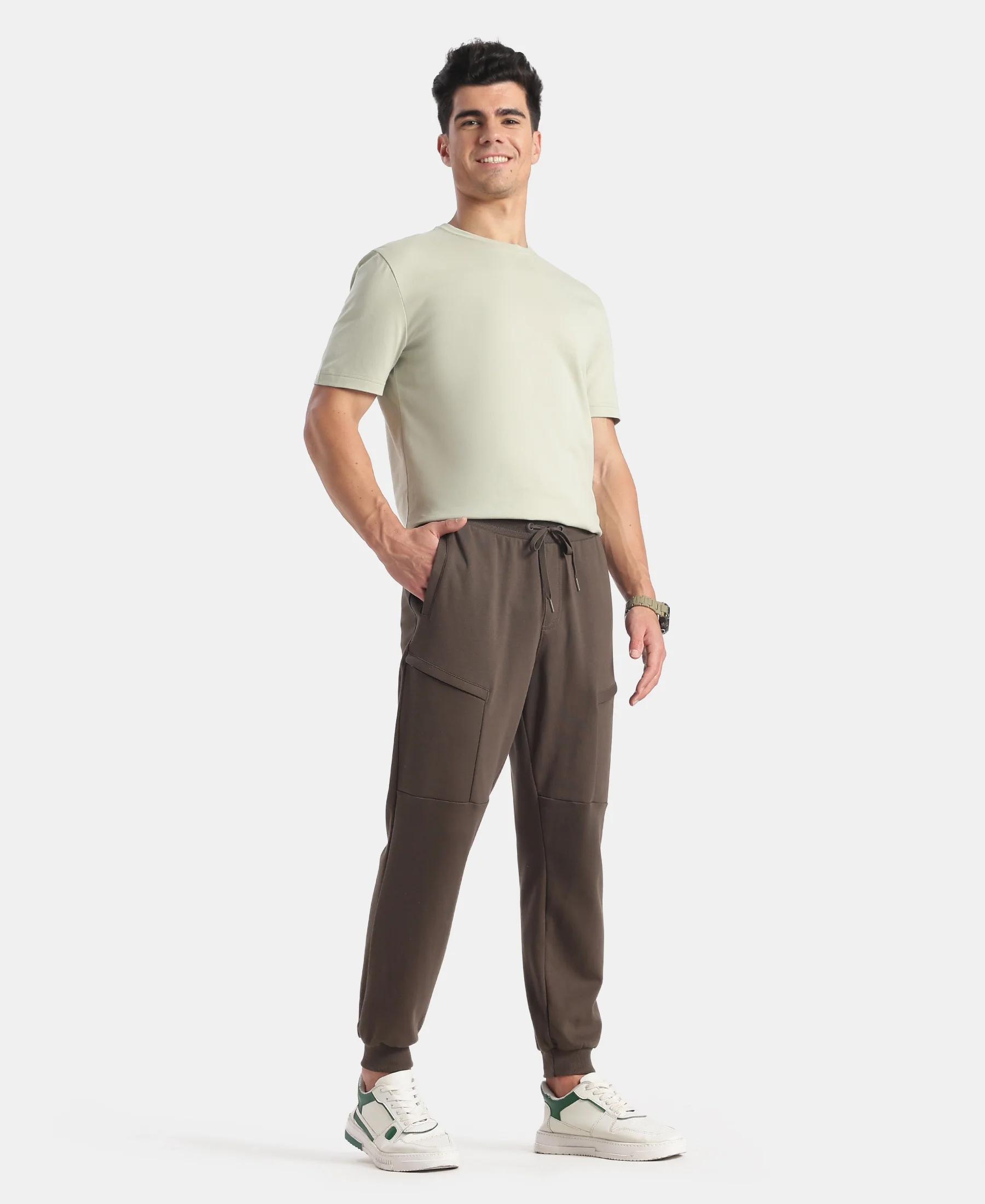 Super Combed Cotton Rich Regular Fit Jogger with Zipper Pockets - Black Olive - Image 4