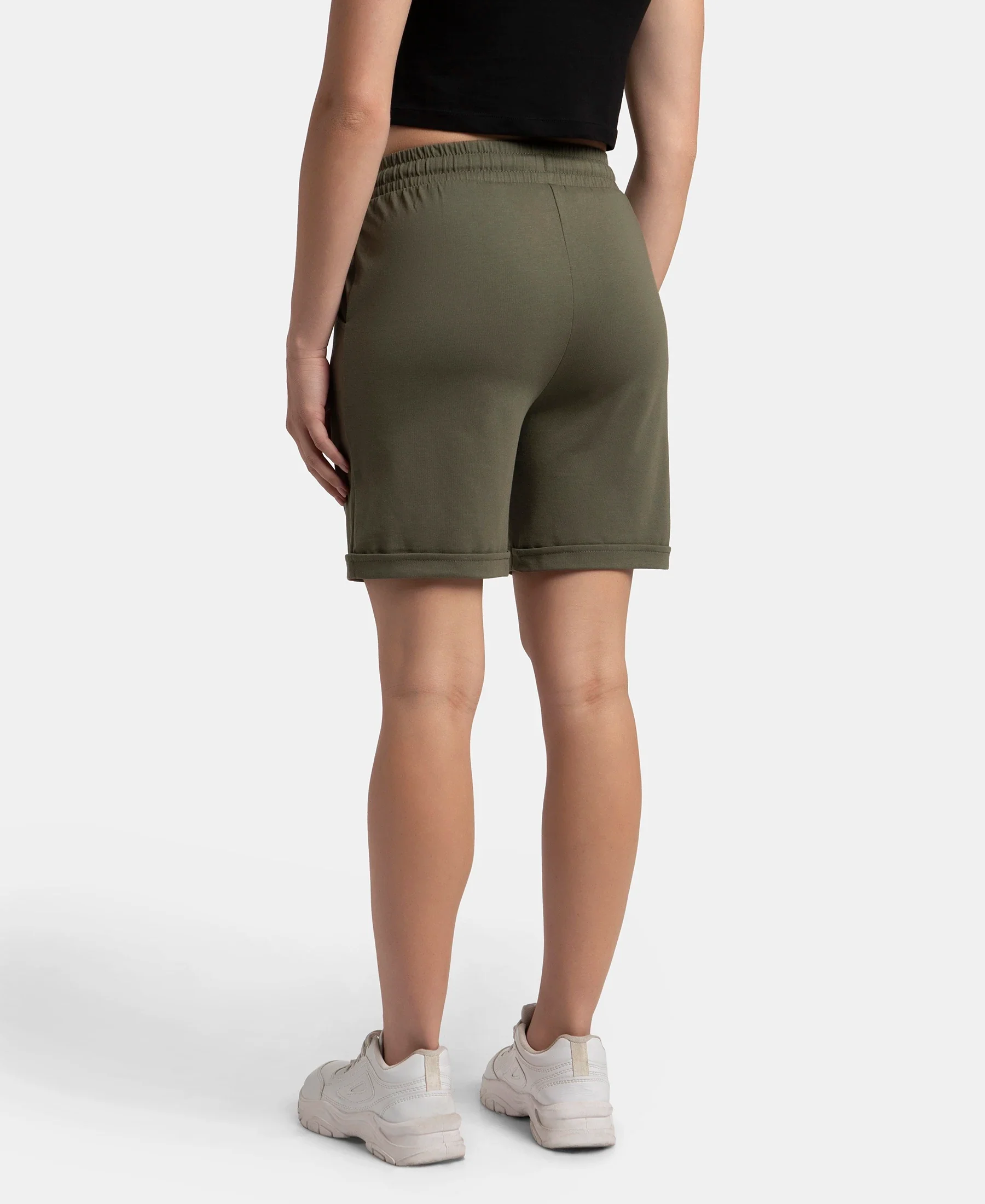 Super Combed Cotton Rich Regular Fit Shorts with Side Pockets - Beetle - Image 3