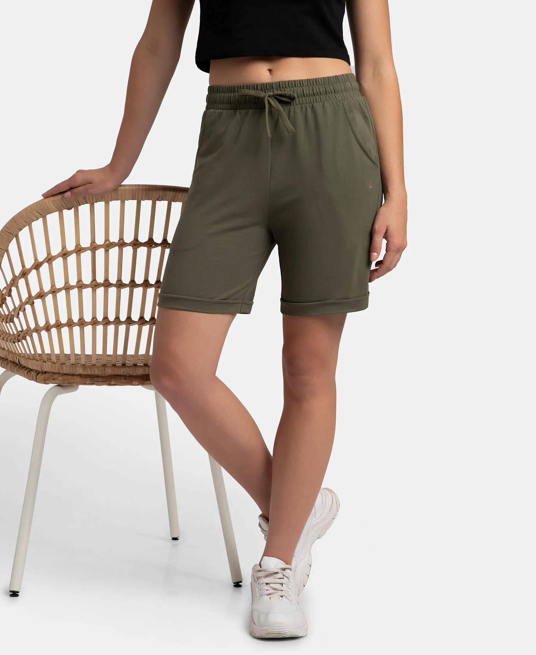 Super Combed Cotton Rich Regular Fit Shorts with Side Pockets - Beetle - Image 5