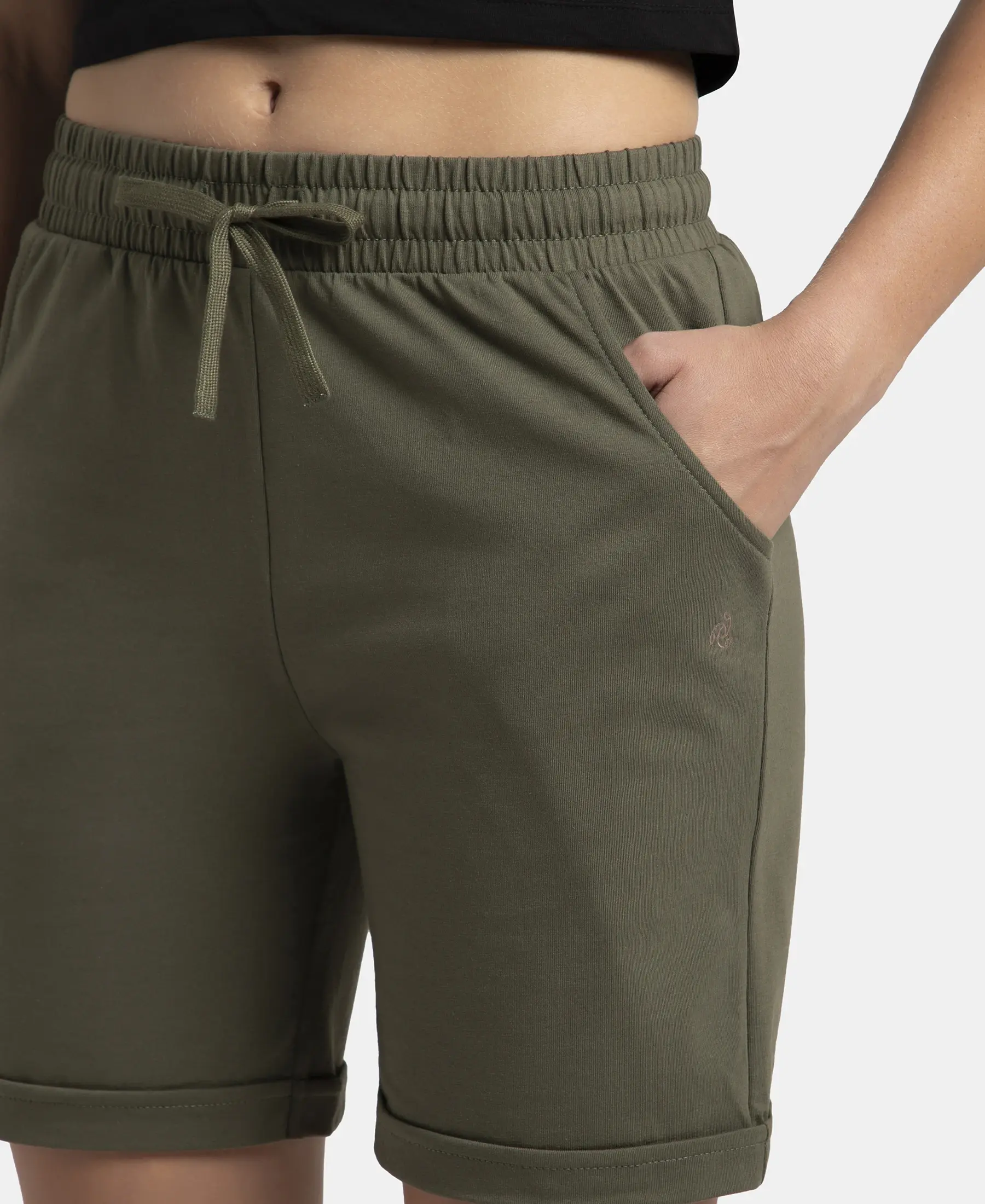 Super Combed Cotton Rich Regular Fit Shorts with Side Pockets - Beetle - Image 6