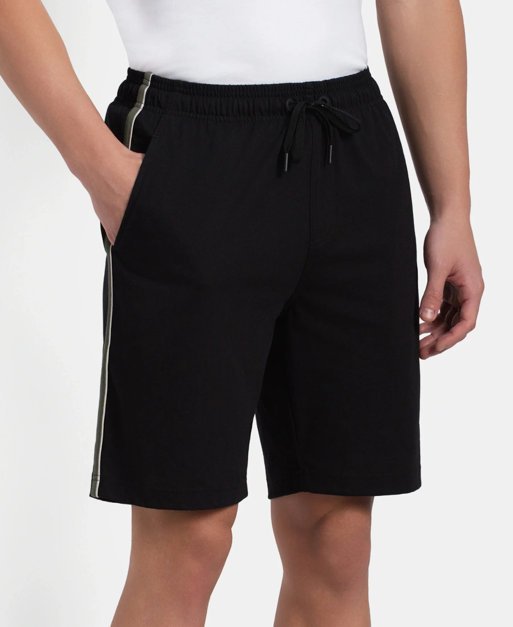 Super Combed Cotton Rich Regular Fit Shorts with Side Pockets - Black - Image 2
