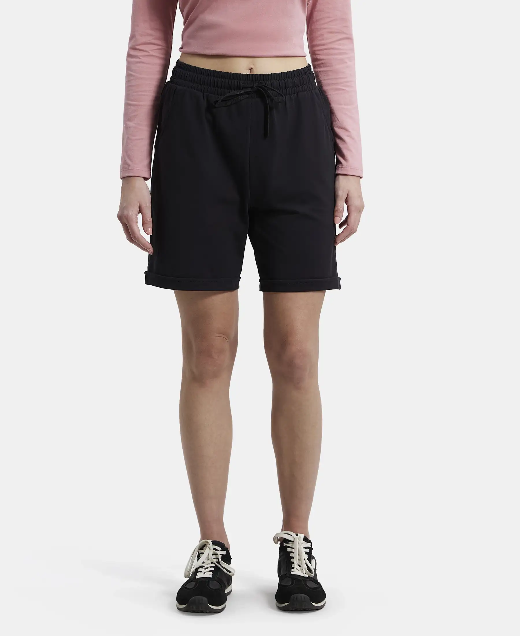 Super Combed Cotton Rich Regular Fit Shorts with Side Pockets - Black