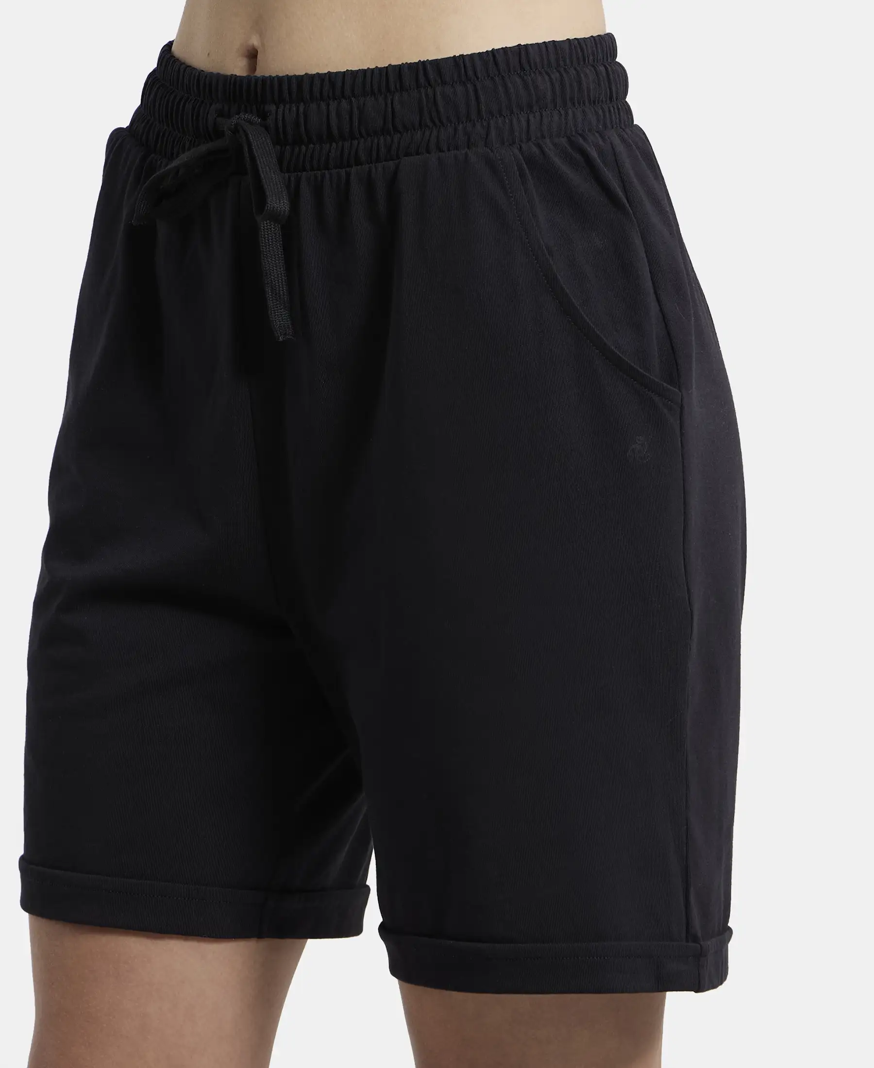 Super Combed Cotton Rich Regular Fit Shorts with Side Pockets - Black - Image 6