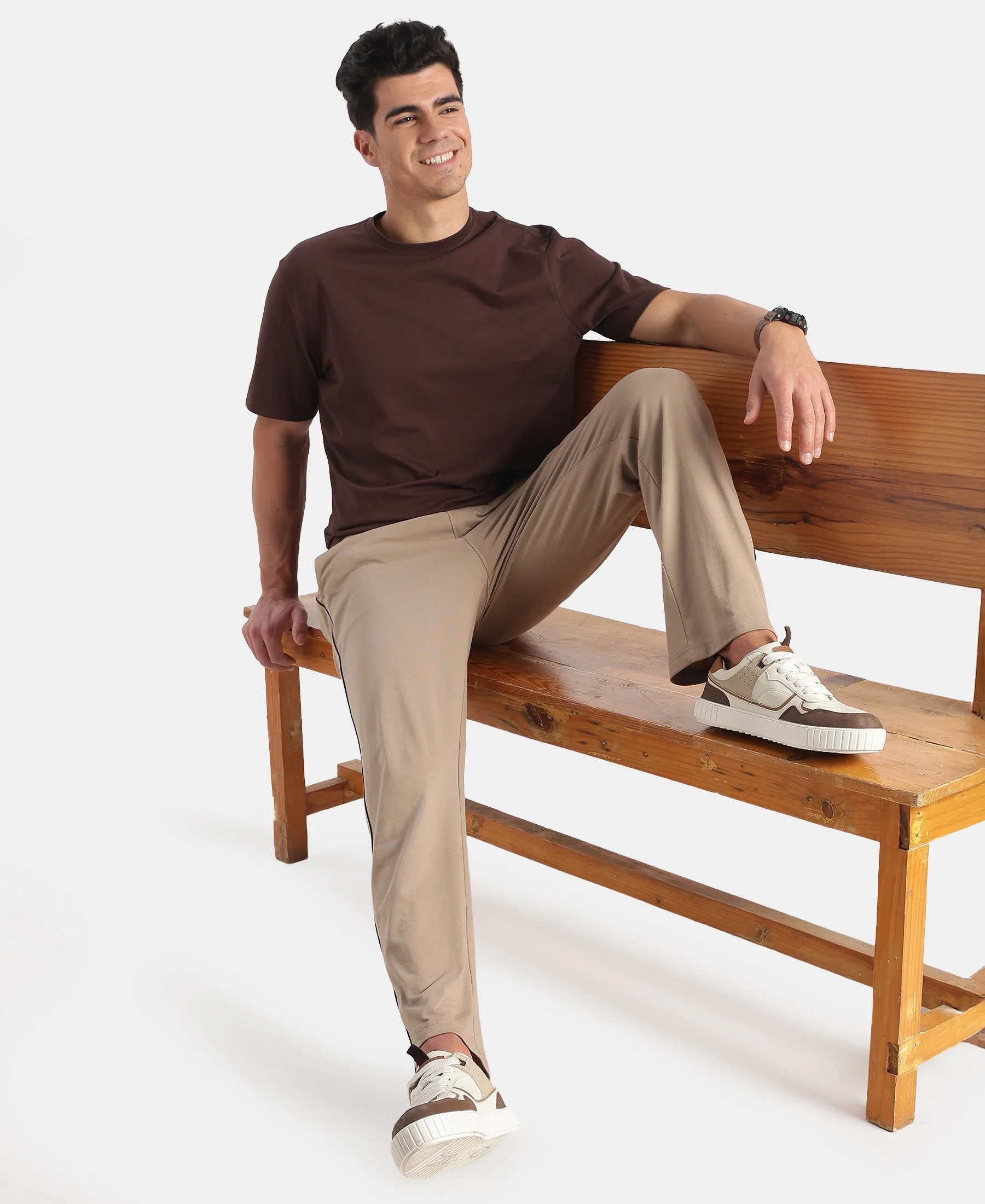 Super Combed Cotton Rich Regular Fit Trackpant with Side Pockets - Desert Taupe - Image 6