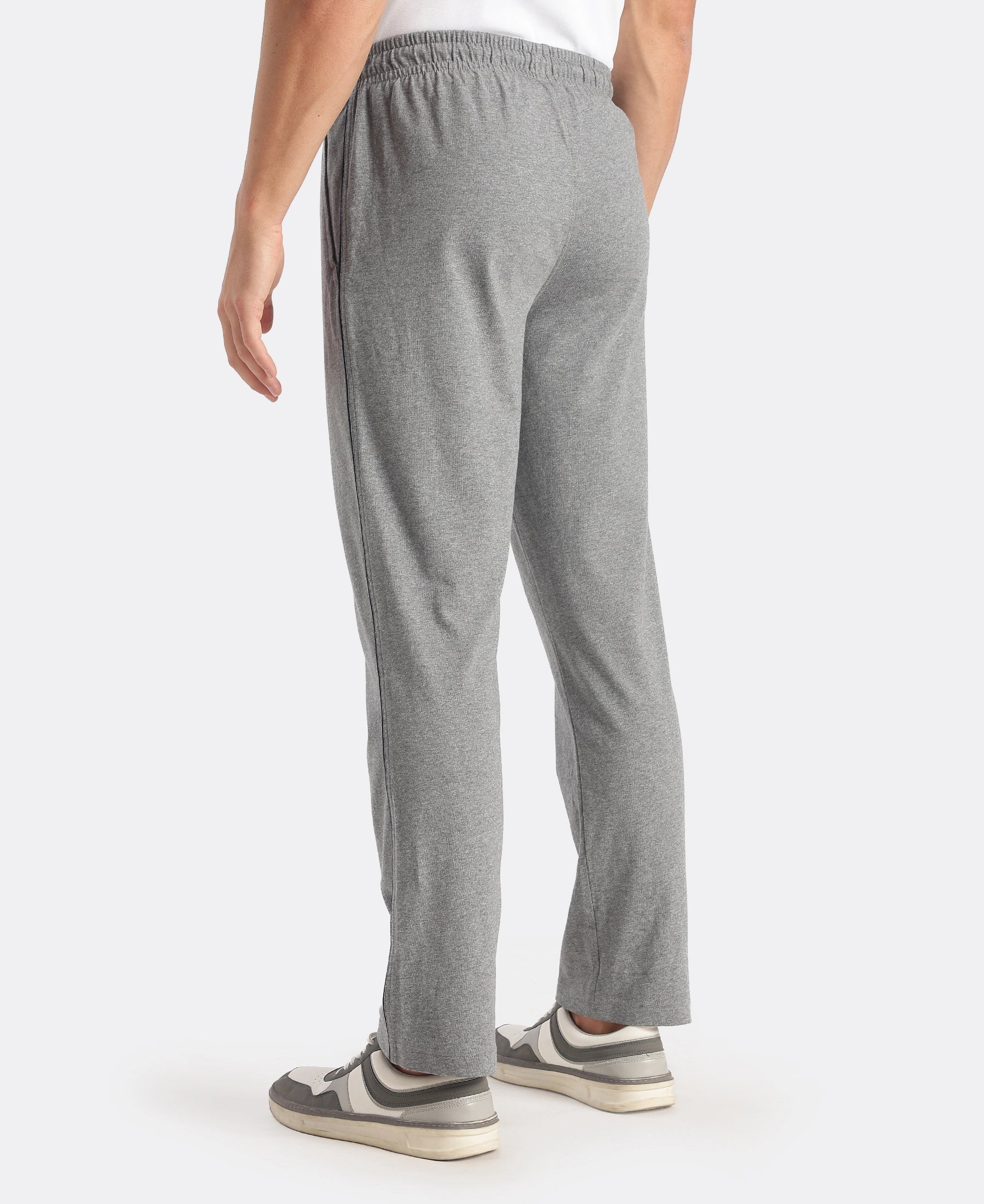 Super Combed Cotton Rich Regular Fit Trackpant with Side Pockets - Mid Grey Melange - Image 3