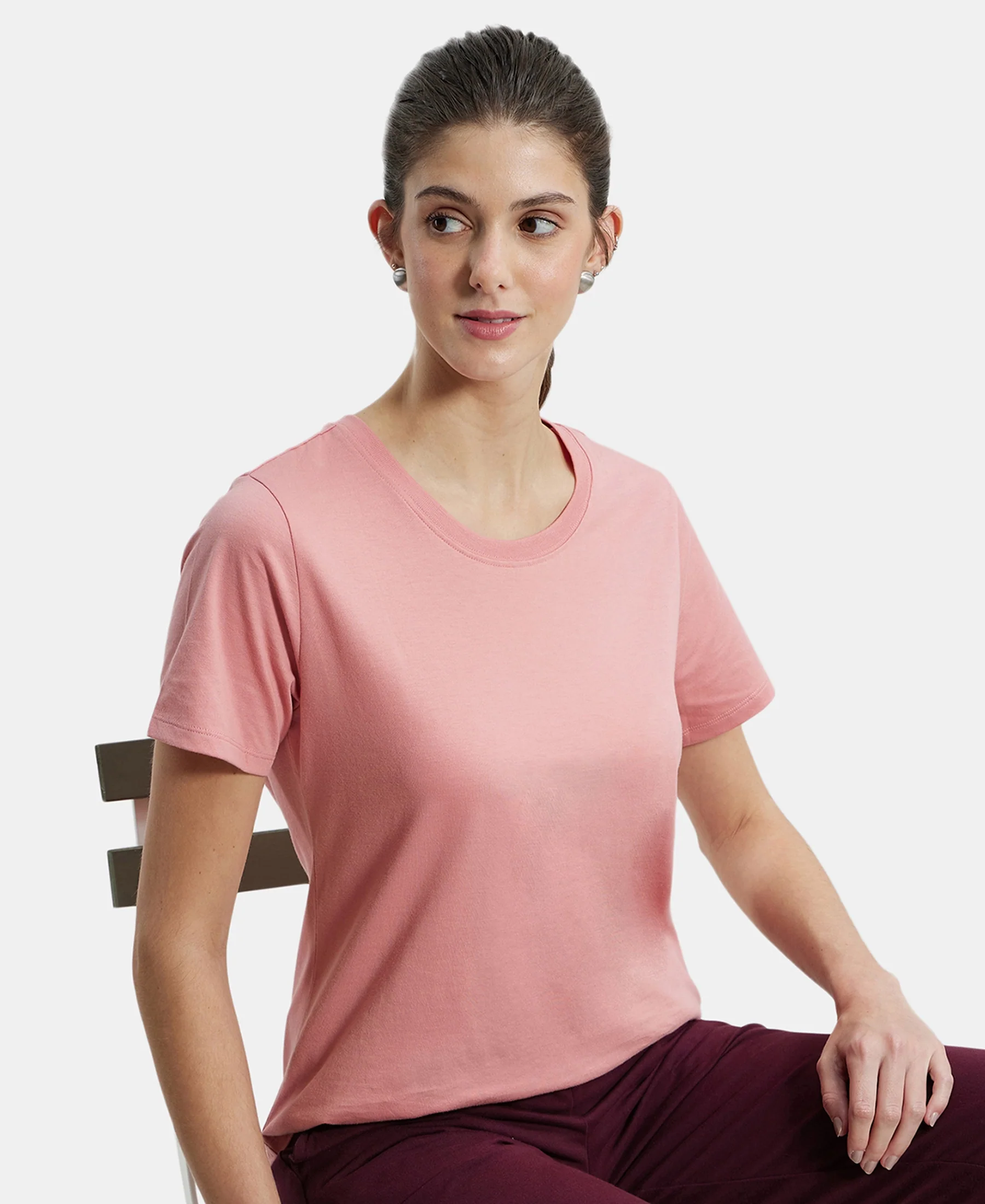 Super Combed Cotton Rich Relaxed Fit Solid Curved Hem Styled Half Sleeve T-Shirt - Brandied Apricot - Image 5