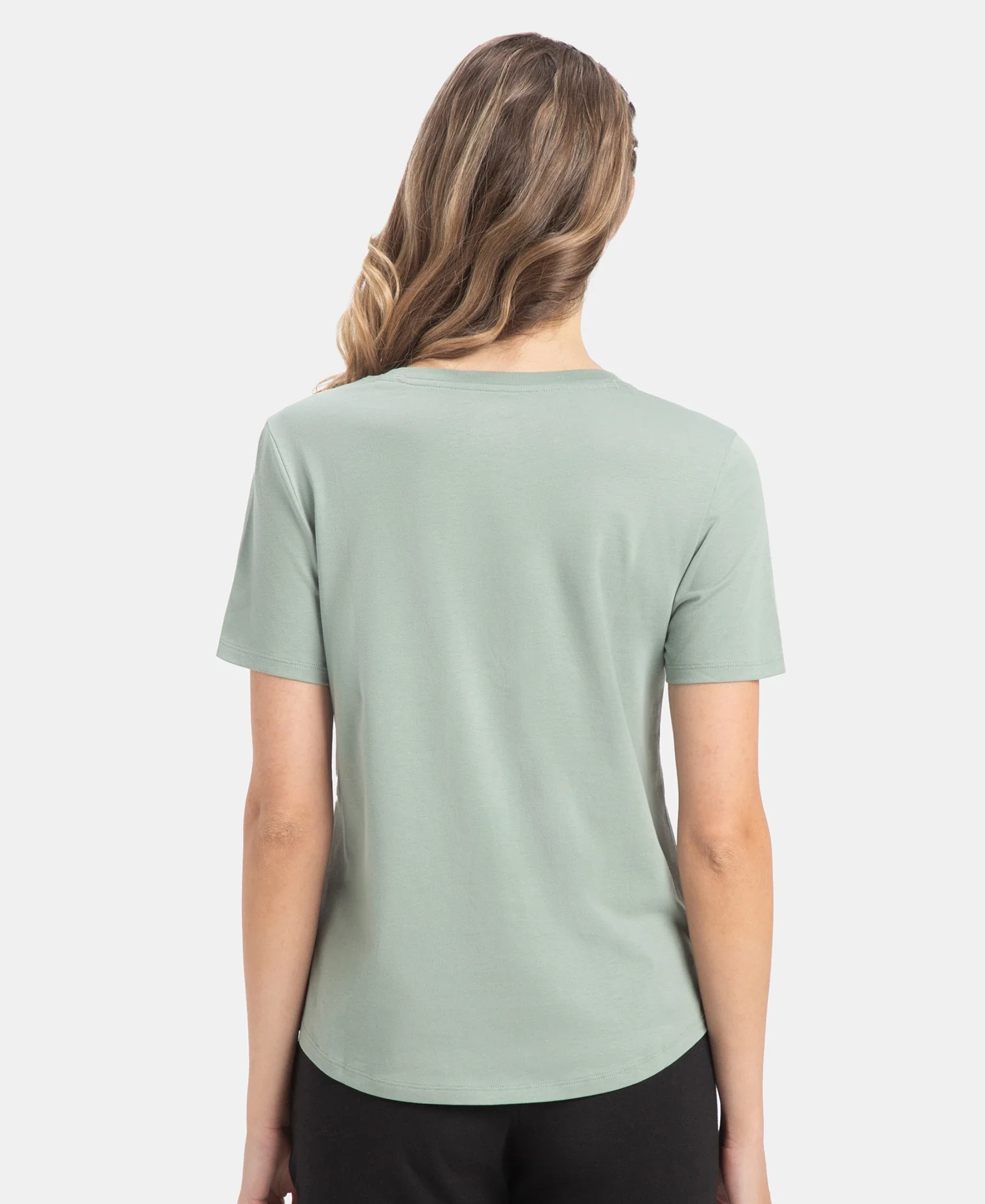 Super Combed Cotton Rich Relaxed Fit Solid Curved Hem Styled Half Sleeve T-Shirt - Iceberg Green - Image 3